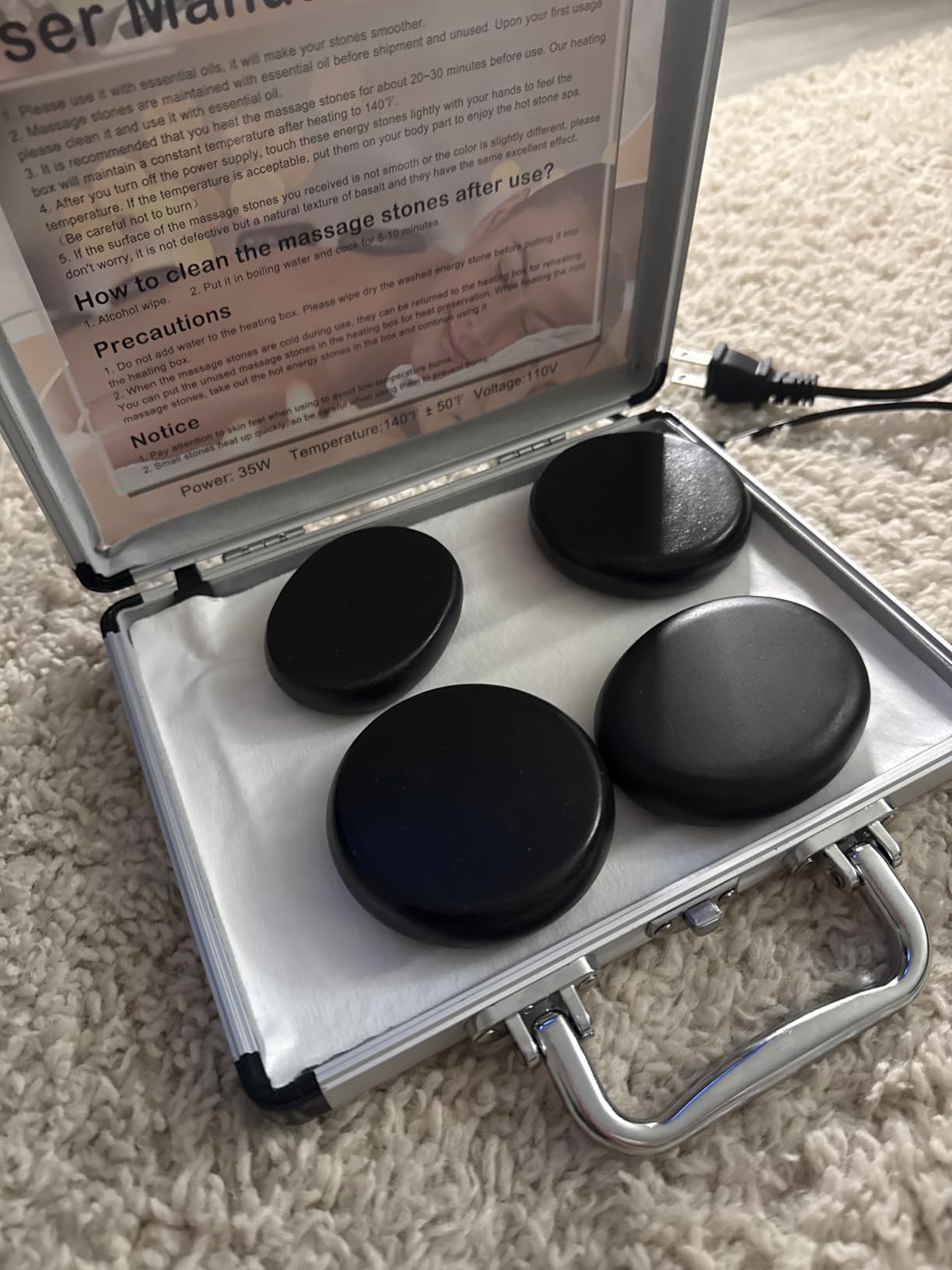 Hot Stones Massage Warmer Kit, 9Pcs Hot Stones Massage Set Portable Hot Stone with Heater, Hot Rocks Basalt Massage Stones for Home Spa Warming Therapy Relaxing customer photo 1