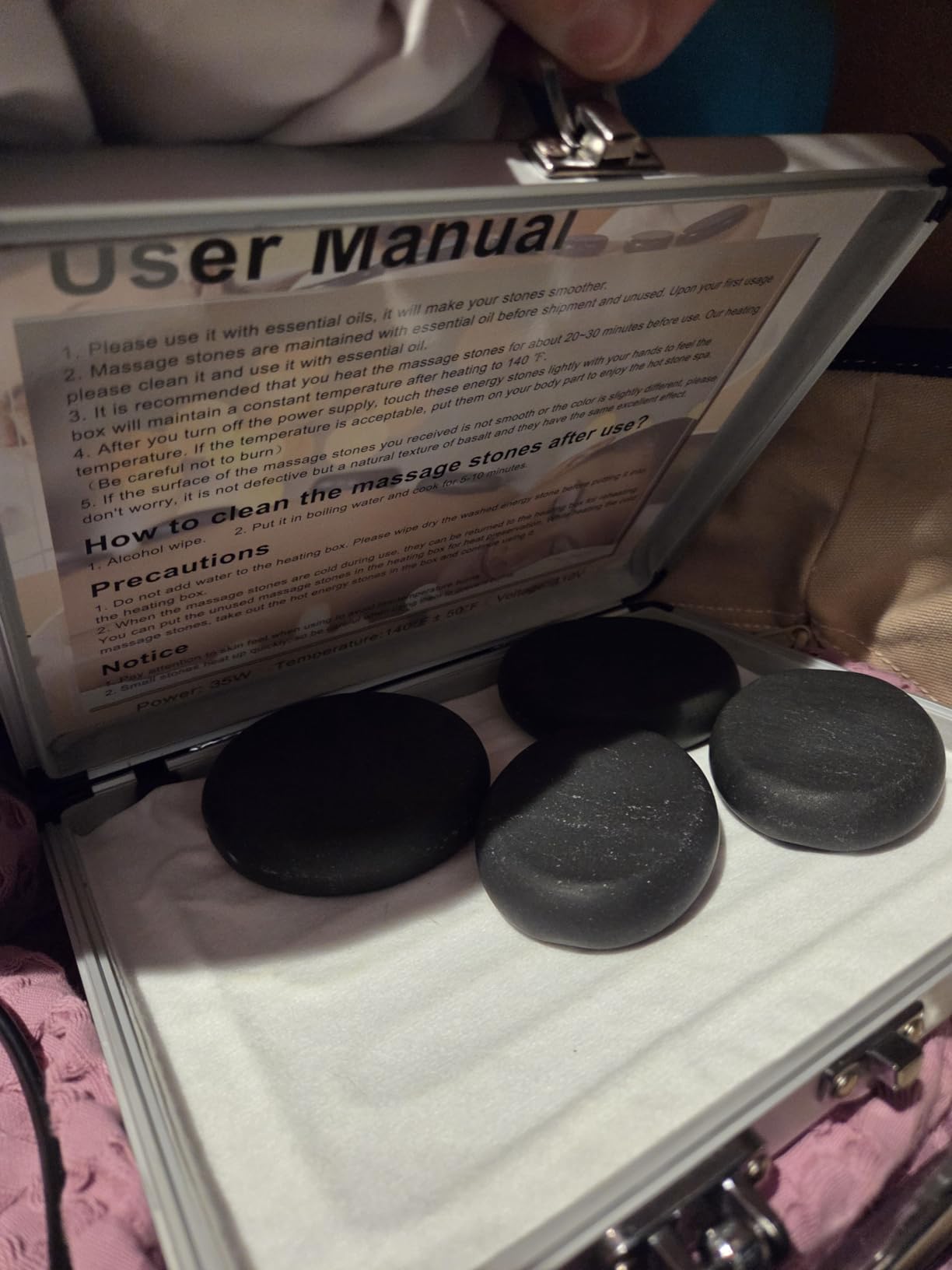 Hot Stones Massage Warmer Kit, 9Pcs Hot Stones Massage Set Portable Hot Stone with Heater, Hot Rocks Basalt Massage Stones for Home Spa Warming Therapy Relaxing customer photo 2