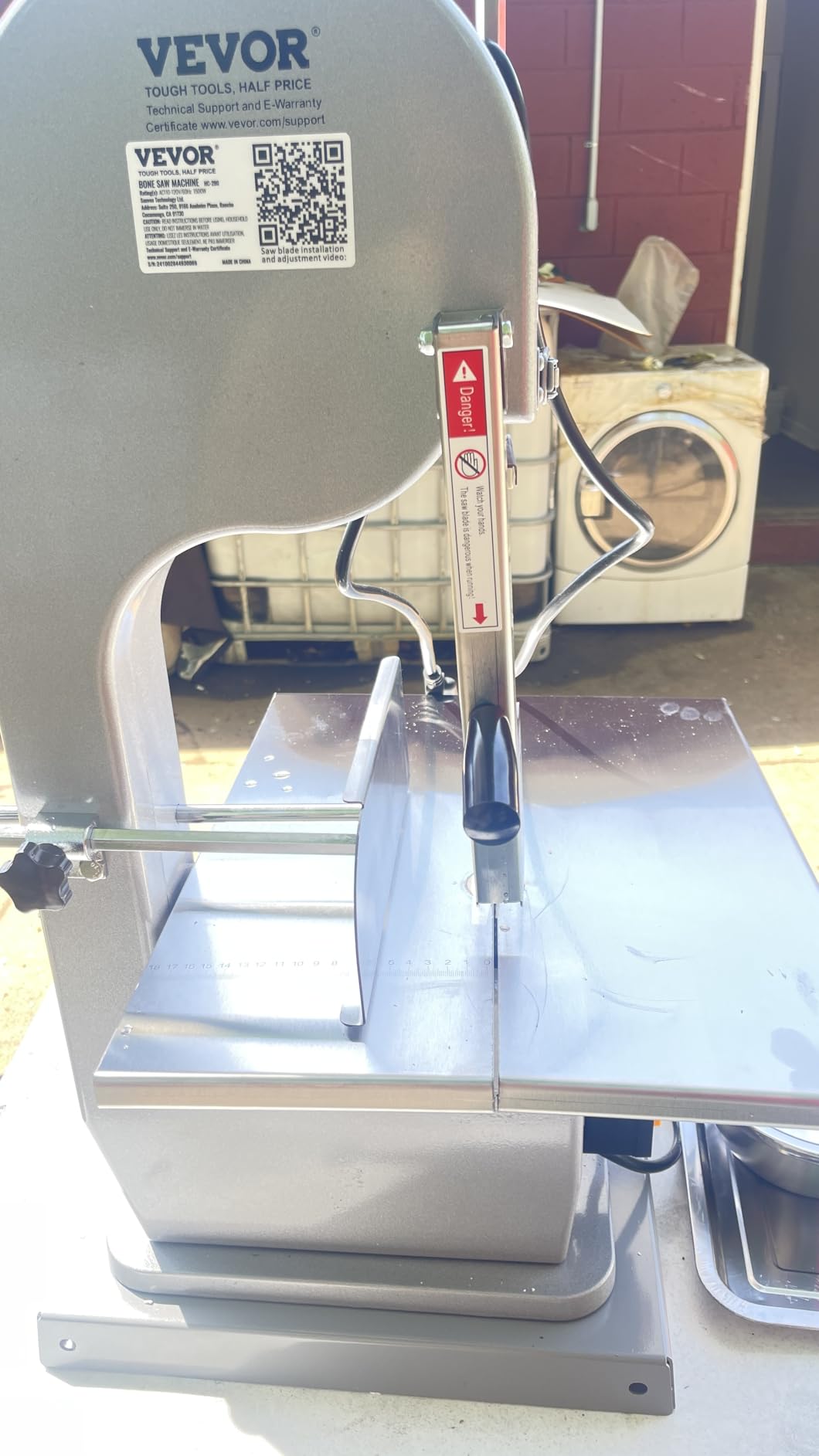 Commercial Electric Meat Bandsaw, 1500W Stainless Steel Vertical Bone Sawing Machine, Workbeach 19.3