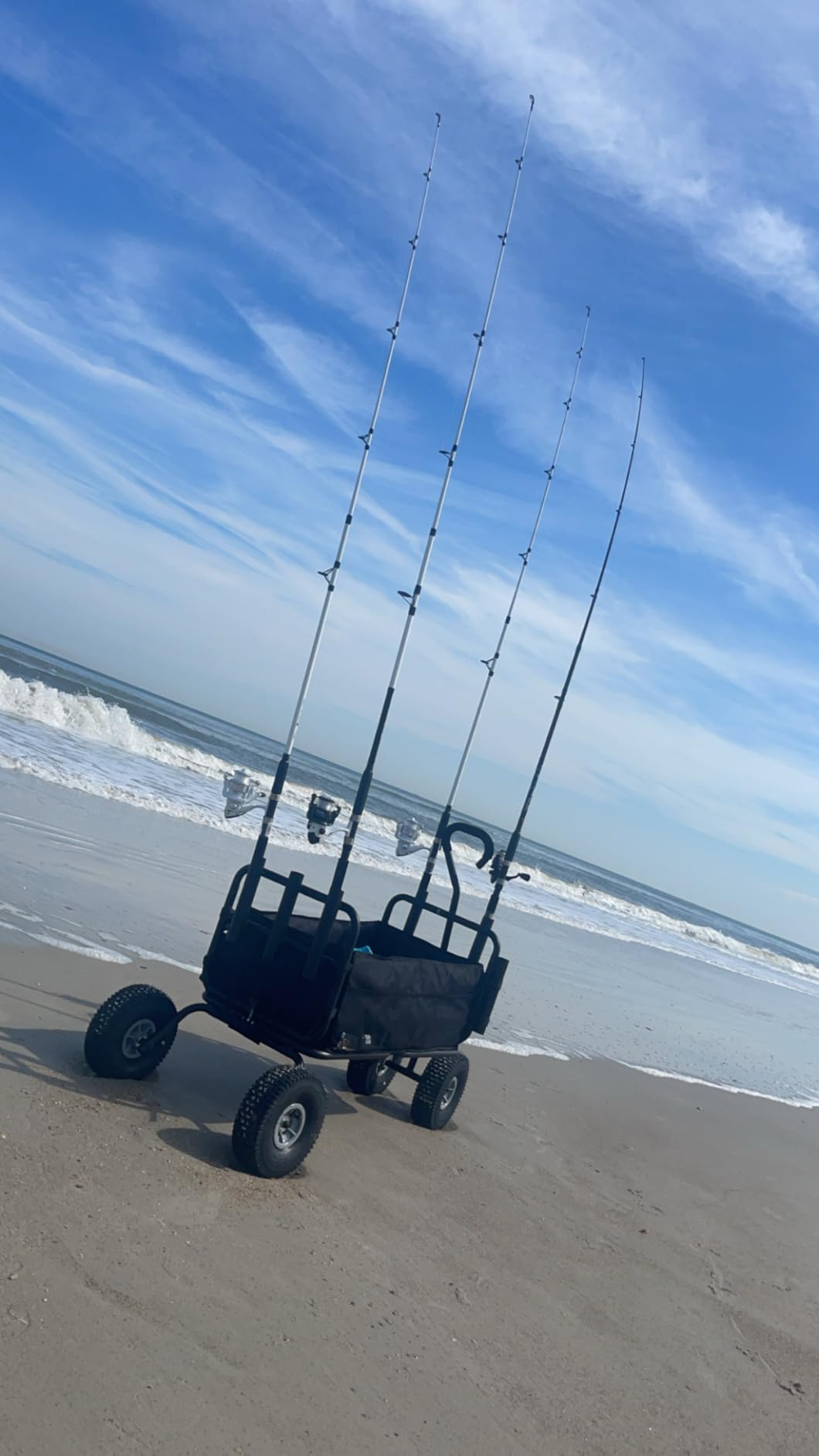 Polar Aurora Fishing Cart Beach Cart Collapsible Wagon w/11'' All-Terrain Wheels for Sand, Heavy Duty Garden Cart with Rod Holders, Umbrella Holder and Storage Pockets, 550lb Large Capacity customer photo 1