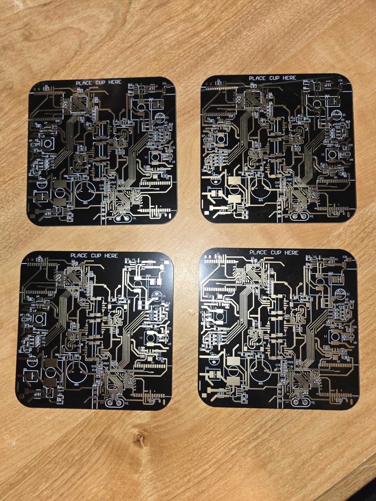 Nuenen 4 Pcs Circuit Board Coasters for Drinks PCB Coasters Immersion Gold Circuit Board PCB Design Engineer It Gift for Party Bar Office Geek Nerd Engineer Dad Gift Men(Classic Style,Green) customer photo 1