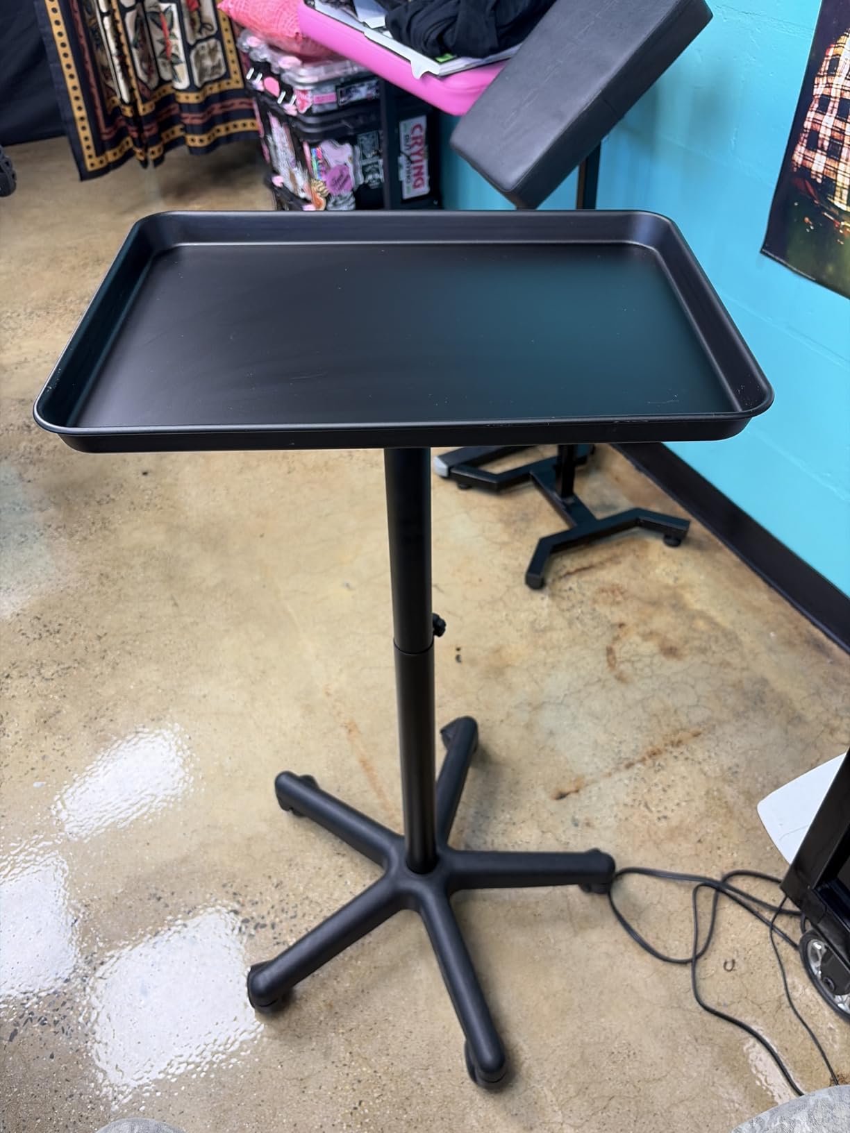 Salon Tray on Wheels - Premium Aluminum Tattoo Tray Rolling Trolley - Adjustable Salon Service Rolling Tray Hairdresser Cart with Clinic Spa Rolling Tray Wheels (Black) customer photo 1