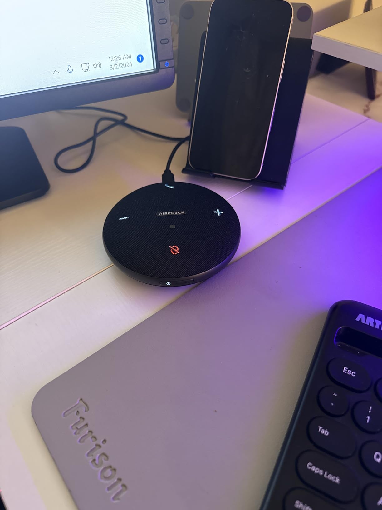 M4 Bluetooth Speakerphone Conference Microphone with AI Noise Reduction Full-Duplex AI Transcription USB Speakerphone 360 Degree Voice Pickup customer photo 1