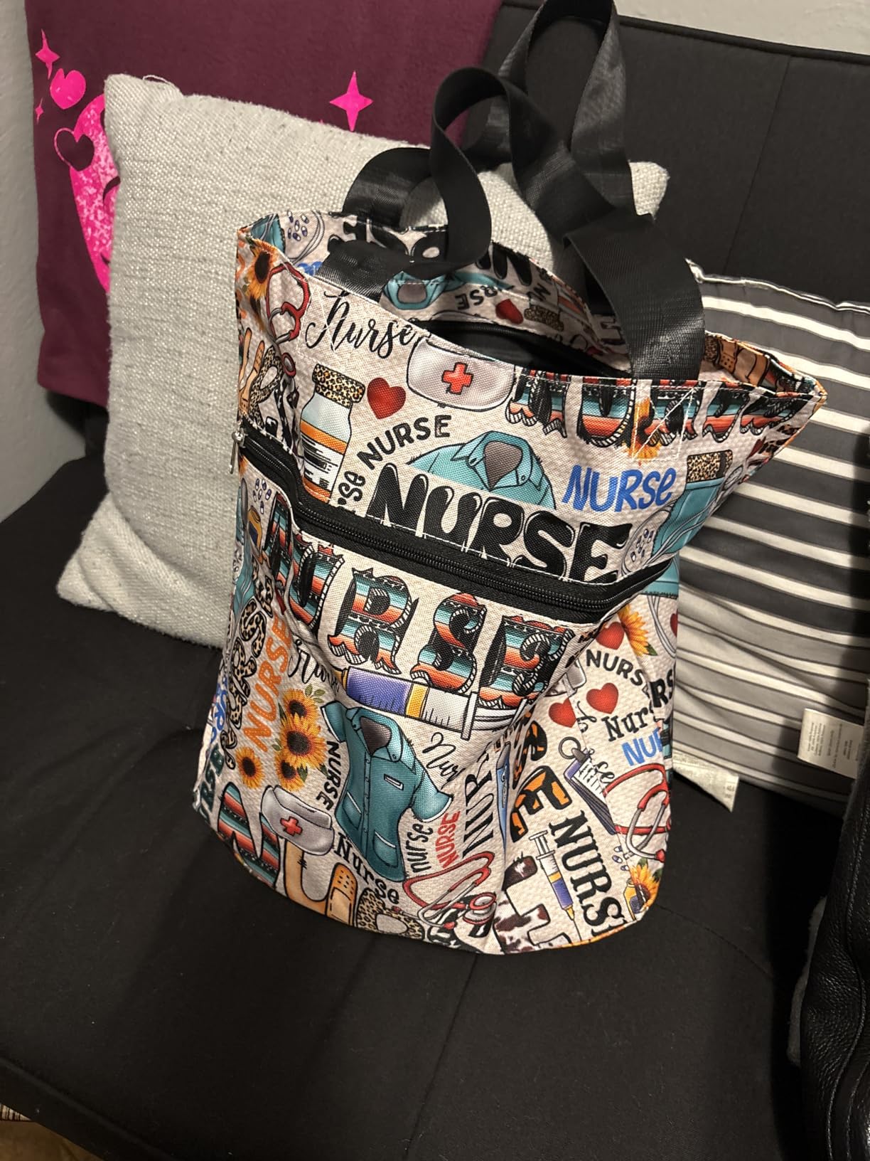 84hoods Large Waterproof Tote Bag with Pockets and Zipper for Work. Gift for Nurse. Shoulder Bag for Women. customer photo 1