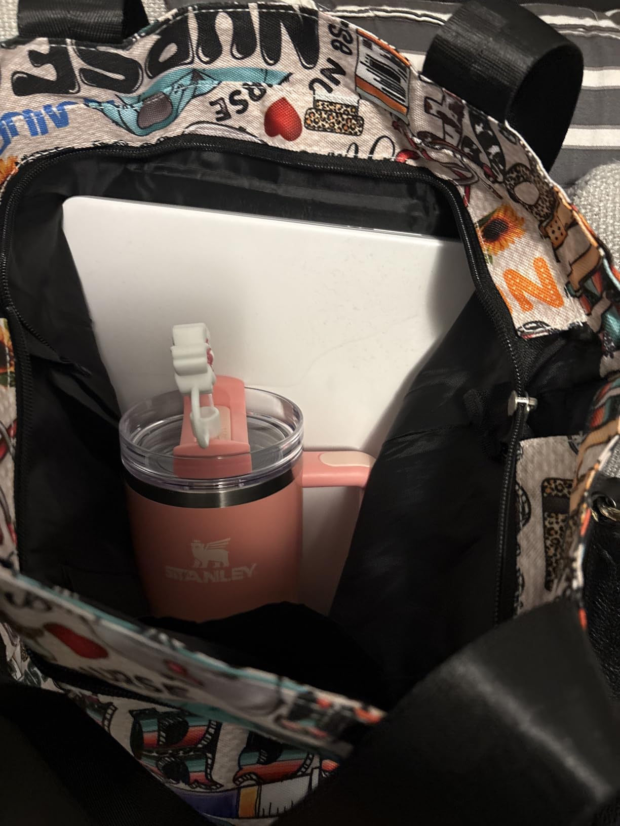 84hoods Large Waterproof Tote Bag with Pockets and Zipper for Work. Gift for Nurse. Shoulder Bag for Women. customer photo 2