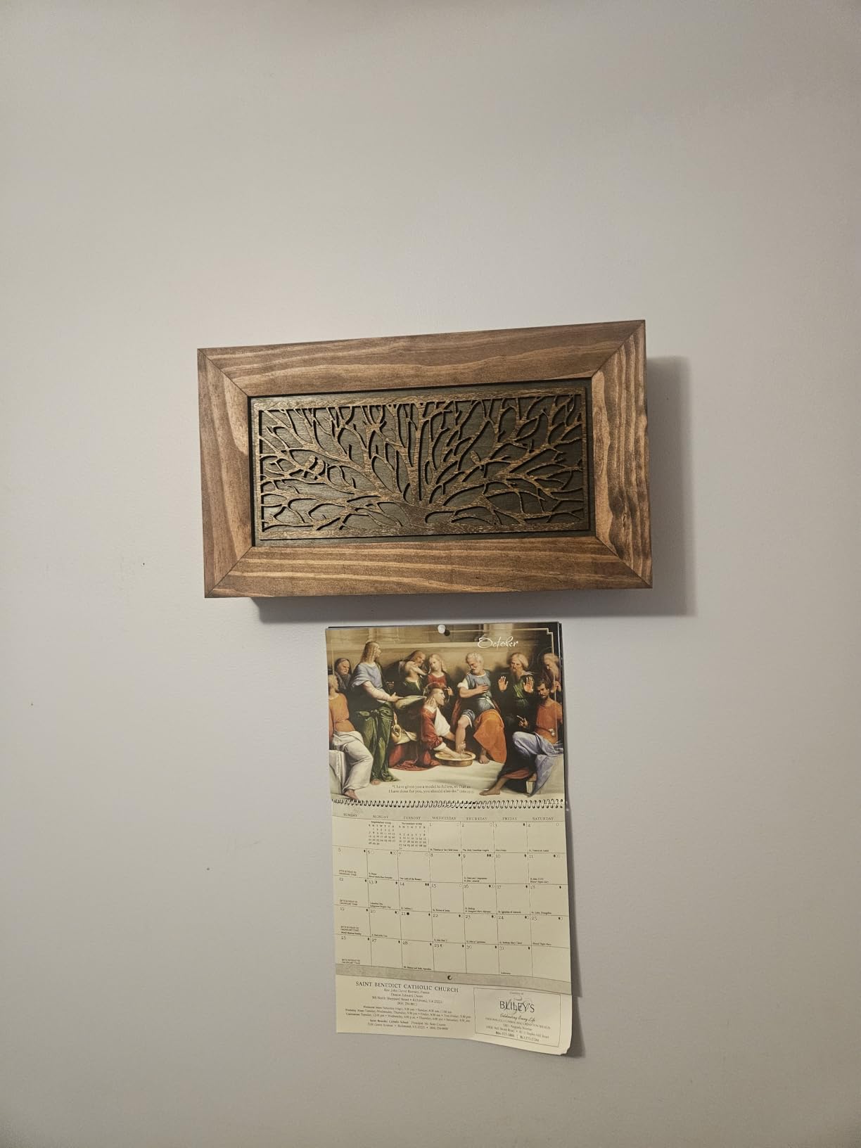 Bellewood Designs Gun Concealment Furniture - Hidden Gun Safe with Birds in a Tree Design - Fits 2 Handguns & Magazines - Wall Mounted Gun Storage with Magnetic Lock - Made in USA customer photo 1
