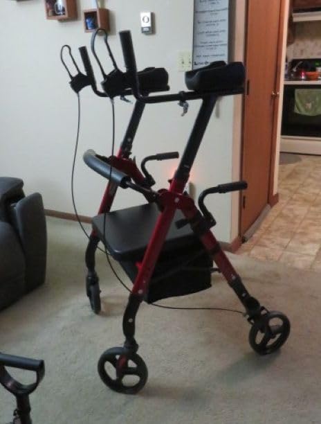 ELENKER Heavy Duty Upright Walker, Bariatric Stand Up Rollator Walker with Extra Wide Padded Seat & Backrest, Supports Up to 500 lbs, for Senior, Green customer photo 1