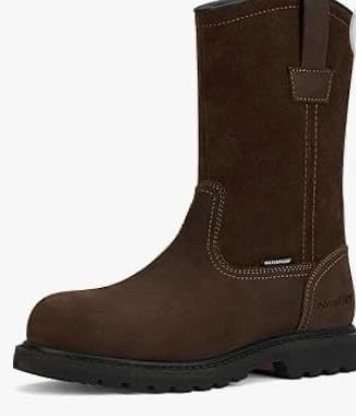 HISEA NINGO Steel Toe Work Boots for Men, Waterproof Slip on Wellington Boots with Full-grain Leather, Oil and Slip Resistant, Soft Toe Pull on Safety Boots for Men, for Construction Working Welding customer photo 1