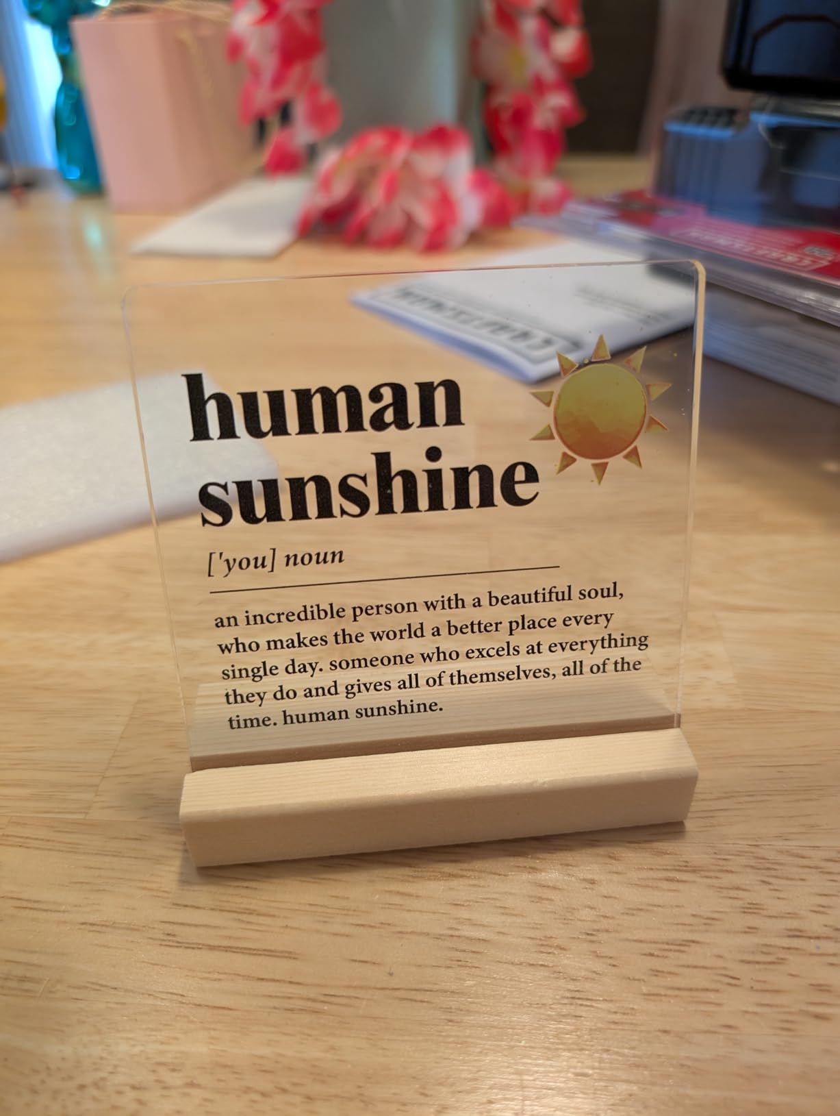 Human Sunshine Motivational Gift for Women Men, Employee Appreciation, Coworker Leader Teacher Coach Mentor, Definition Acrylic Desk Sign Decor customer photo 2