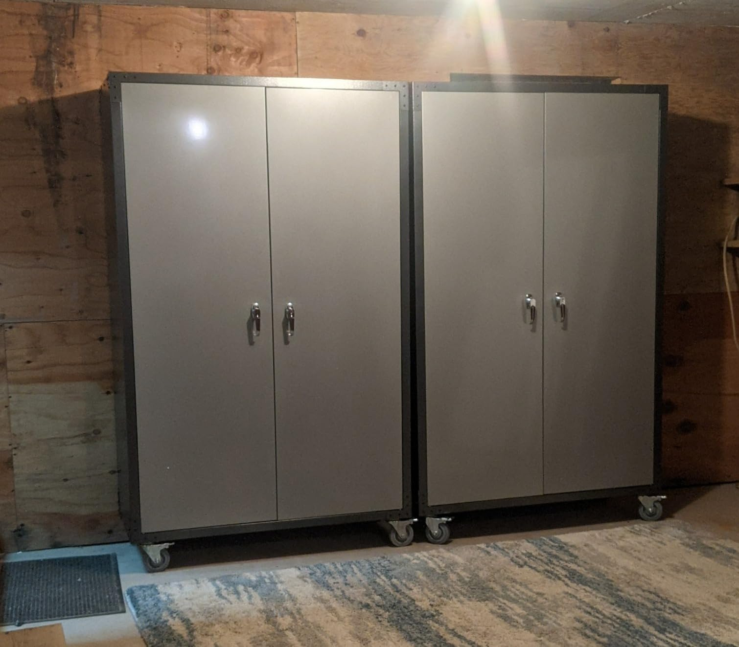 VINGLI Upgraded Wide & Deep Garage Storage Cabinet, Metal Storage Cabinet with Pegboards, Wheels, Locking Doors and Adjustable Shelves (43