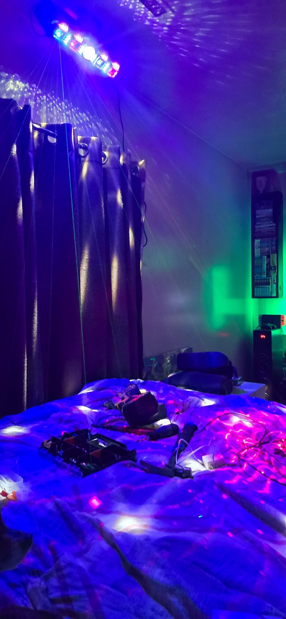 KeoBin DJ Lights for Parties, Pro 6 in 1 DMX & Sound Activated Laser Light Show Machine with Disco Ball Light, RGBW & UV Strobe Party Lights Indoor for Rave Club Dance Bar Gig DJ Lighting customer photo 2