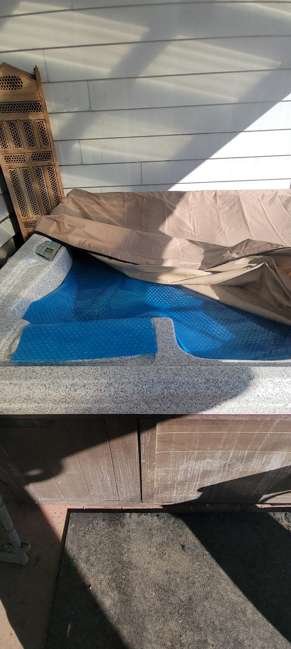 Round Waterproof Hot Tub Cover -Outdoor Spa Cover Cap(Actual Size 85''x20'' Fit 83''x 20'') 600D Heavy Duty Polyester Hot Tub Cover Protector(Dark Gray) customer photo 1