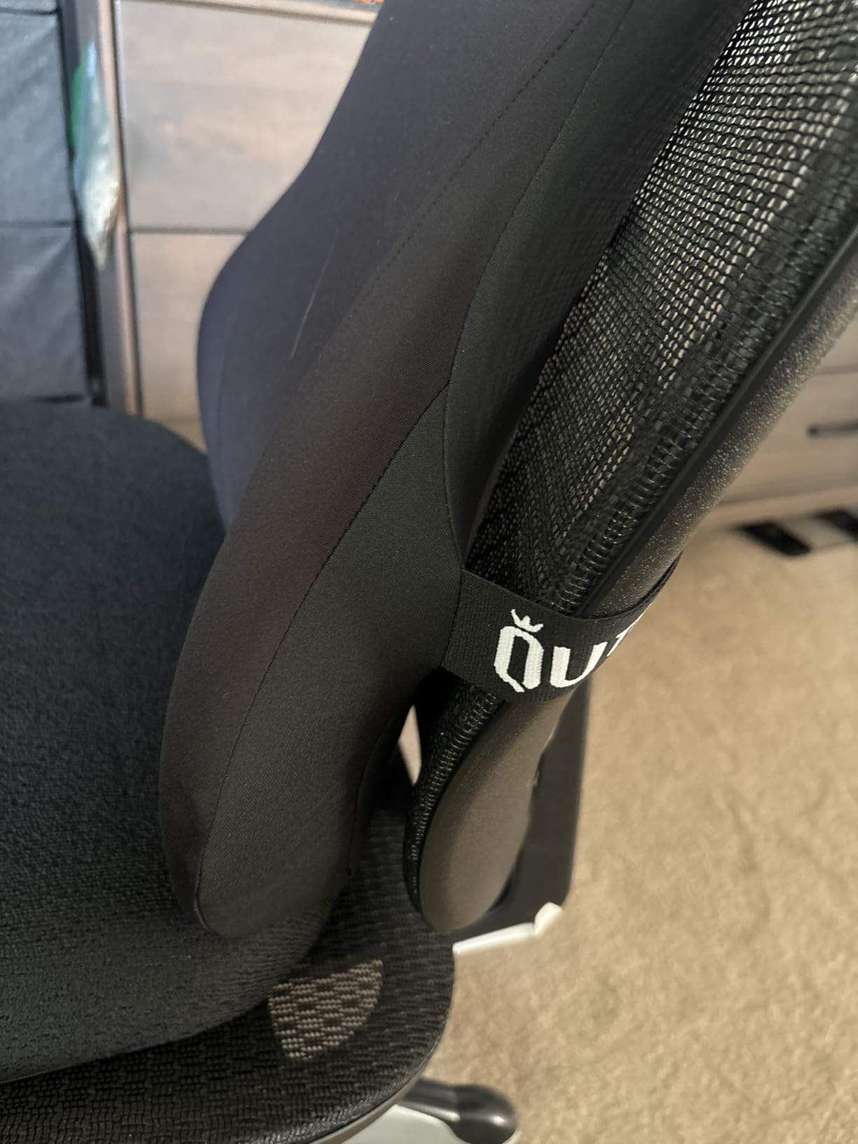 QUTOOL Lumbar Support Pillow for Car, Truck Accessories Travel Essentials, Memory Foam Back Cushion for Driving Seat, Back Pain Relief,Washable Cover, Lower Back Support Fits Most Cars(Black) customer photo 1