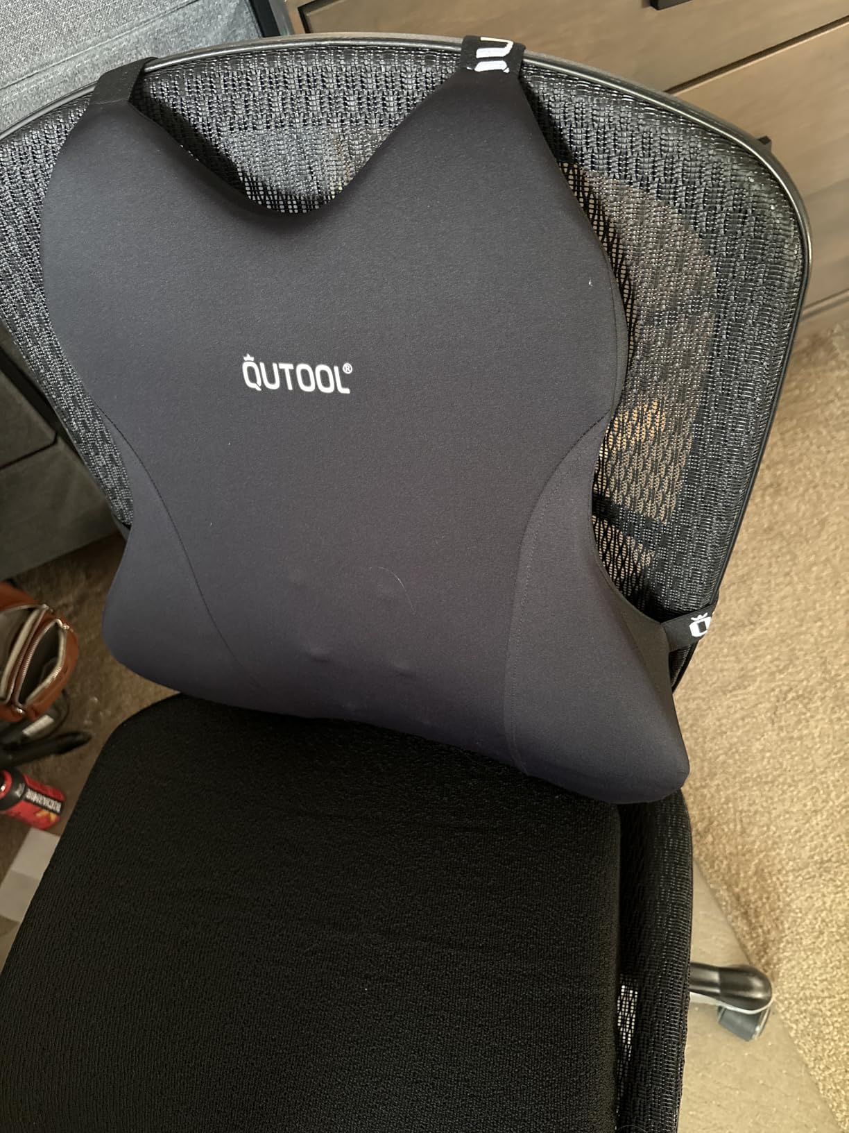 QUTOOL Lumbar Support Pillow for Car, Truck Accessories Travel Essentials, Memory Foam Back Cushion for Driving Seat, Back Pain Relief,Washable Cover, Lower Back Support Fits Most Cars(Black) customer photo 2