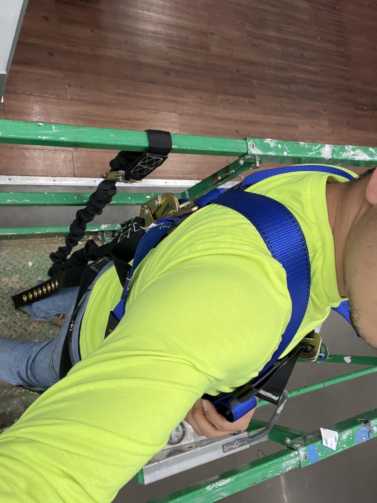 TRSMIMA Safety Harness Fall Protection - Men Construction Full Body Harness Kit for Work with Shock Absorbing Lanyard Tongue Buckle ANSI customer photo 1