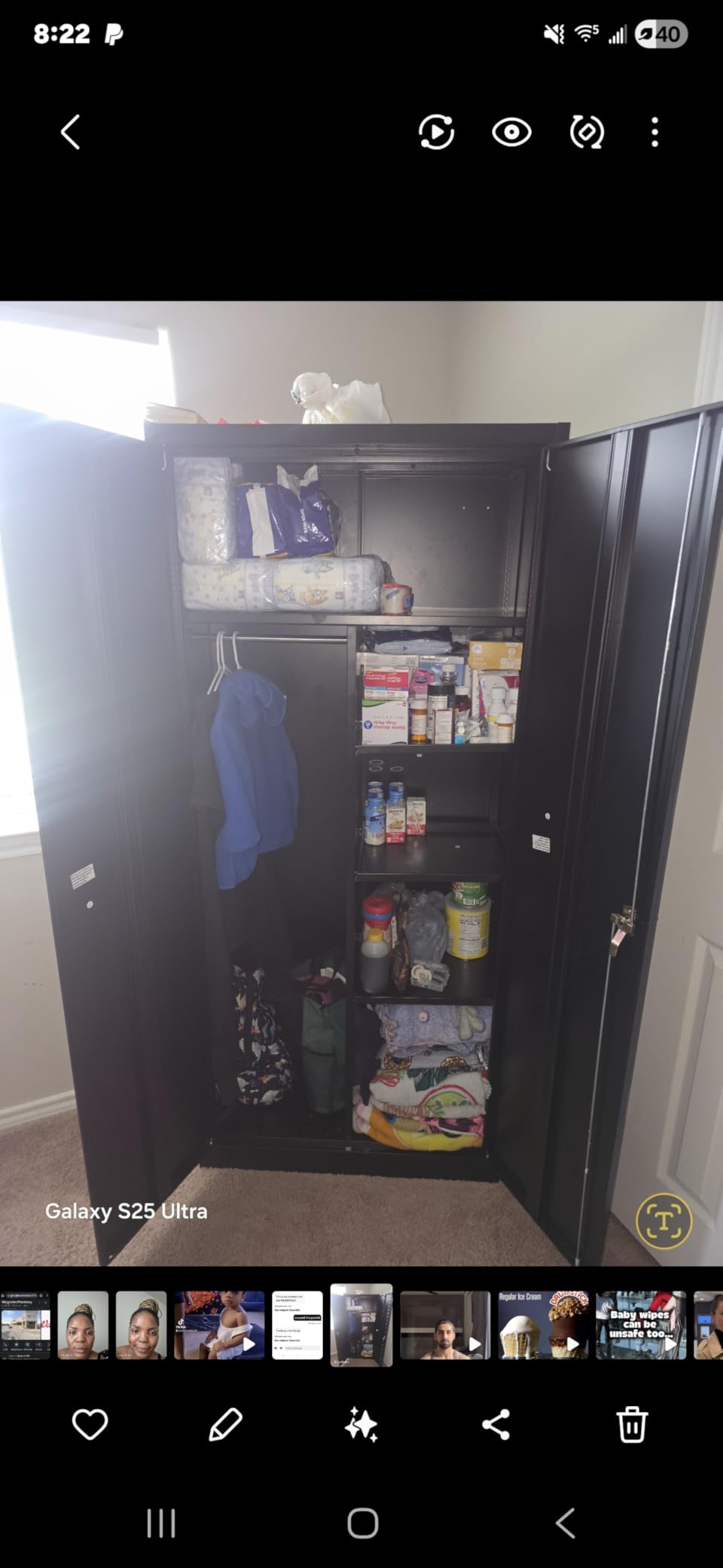 Greenvelly Metal Storage Cabinet with 2 Doors, Black 72
