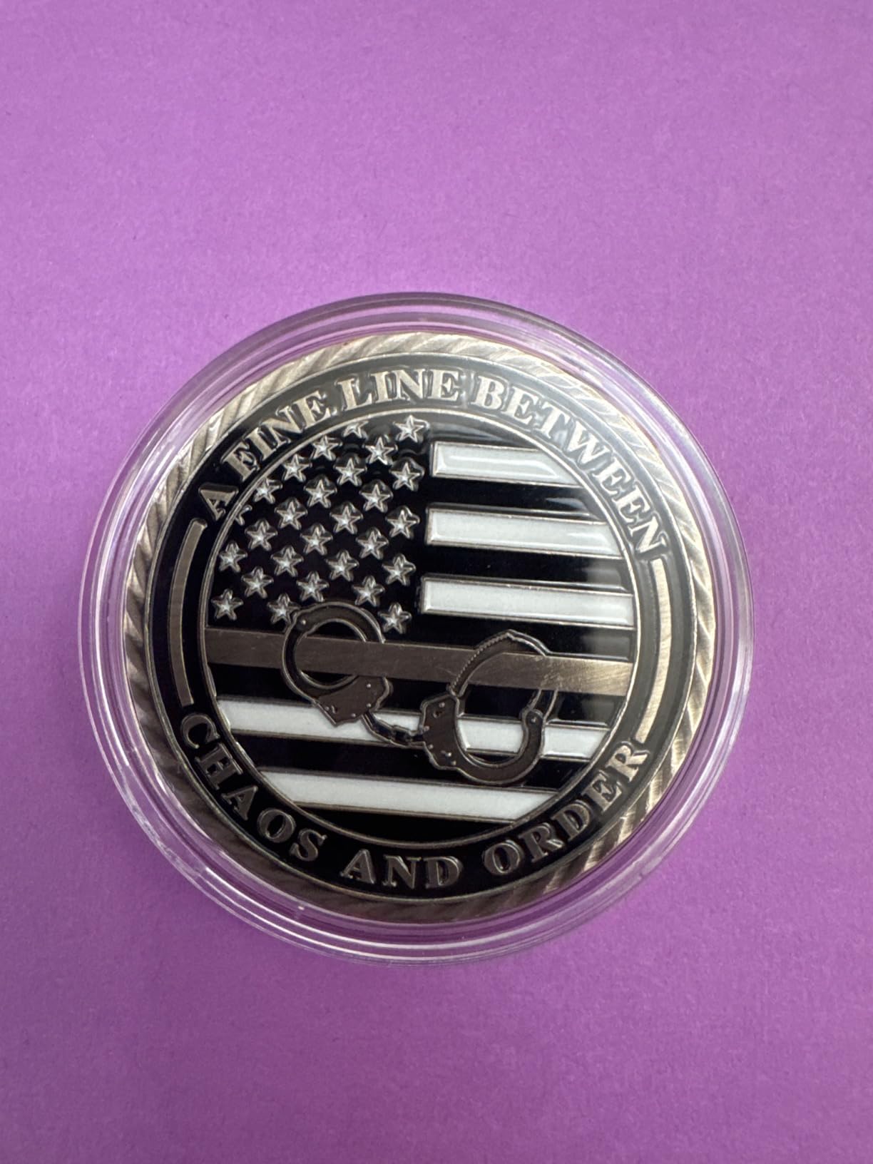 Delicate Thin Gray Line Challenge Coin - Correctional Officer Gray Prison Police Silver Coins - Law Enforcement Corrections Officer Gifts - Honor US Correctional Officers customer photo 2