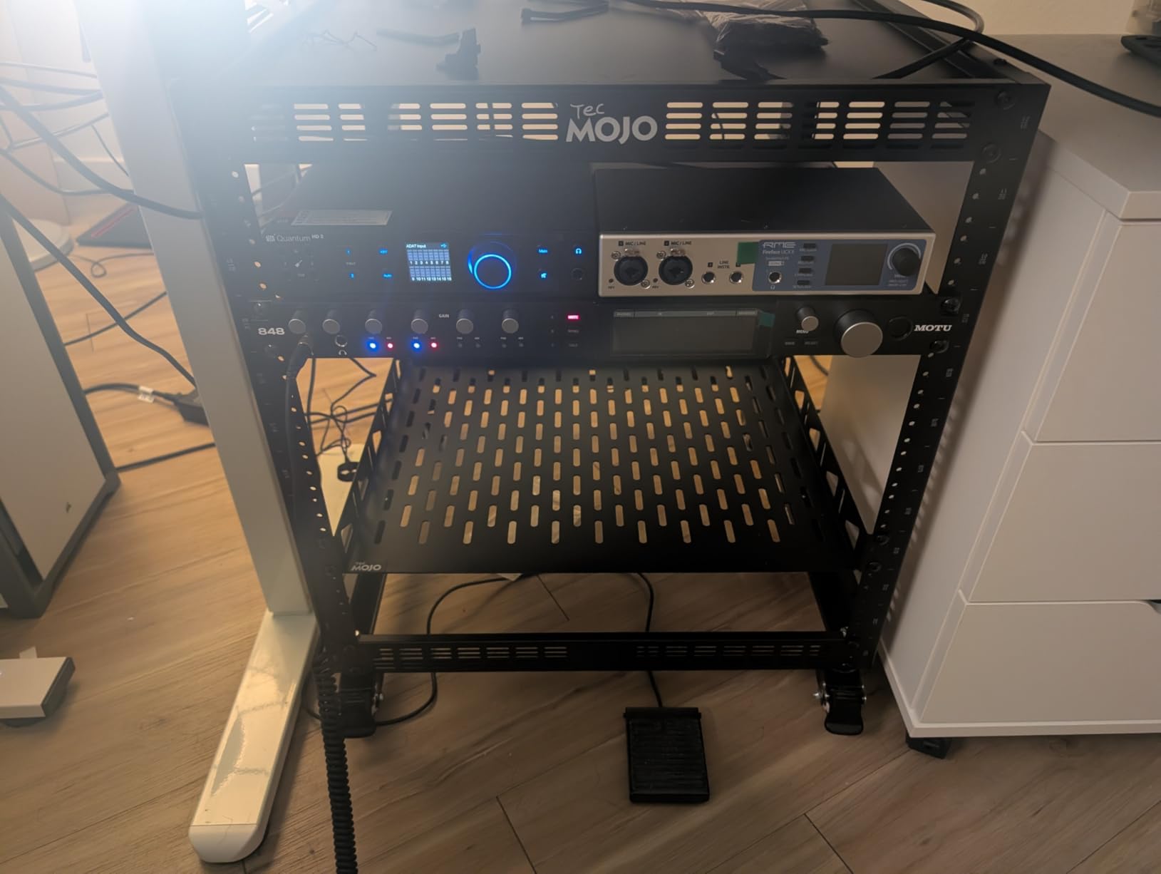 TECMOJO 12U Open Frame Network Rack for IT & AV Gear, 4-Post With Casters, Mobile With 2 PCS 1U Server Shelf & Mounting Hardware, for 19