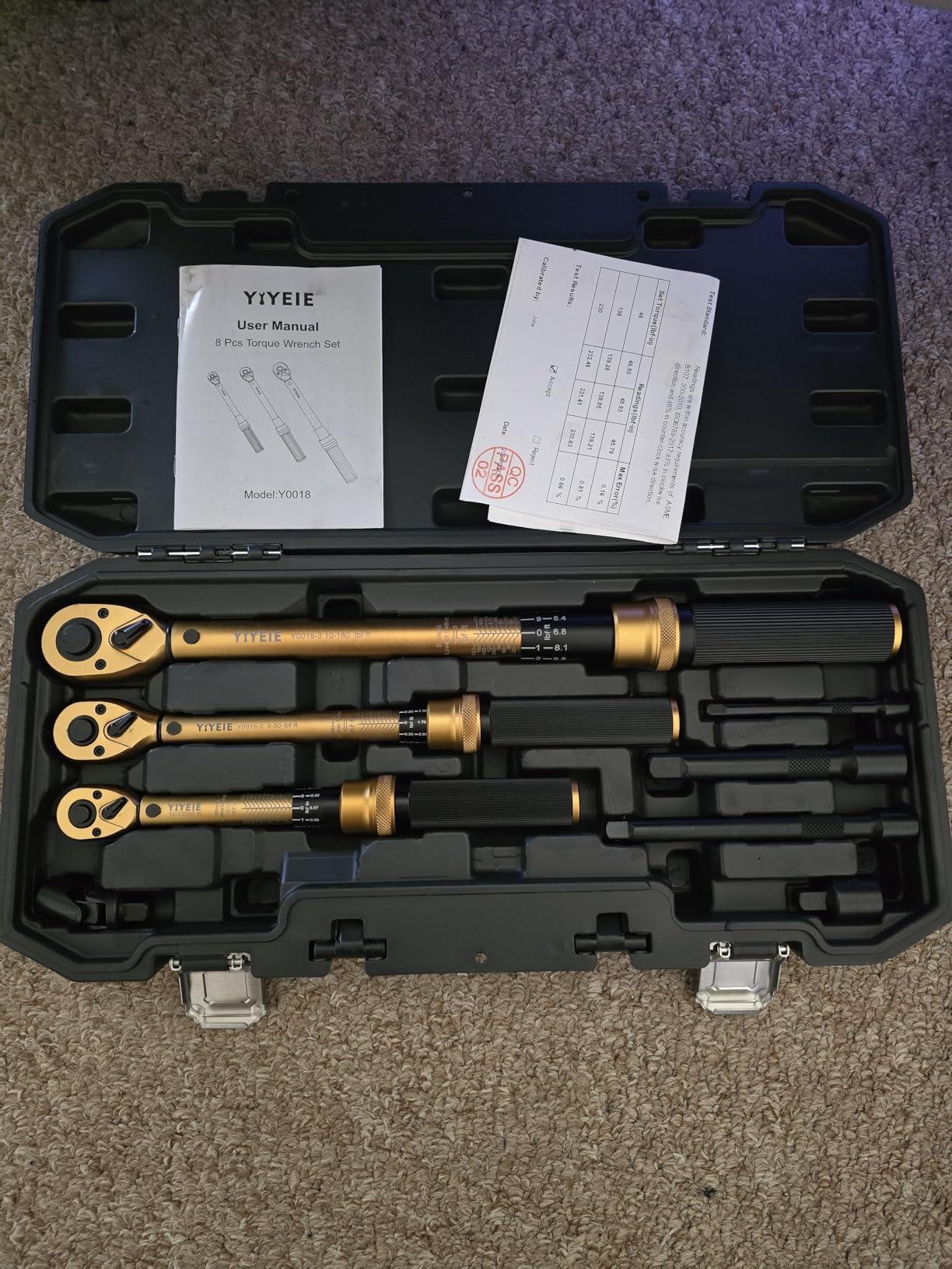1/4 3/8 1/2-inch Drive Click Torque Wrench, 8Pcs Torque Wrench Set 10-230in.lb, 5-50ft.lb, 10-180ft.lb with Adapters customer photo 1