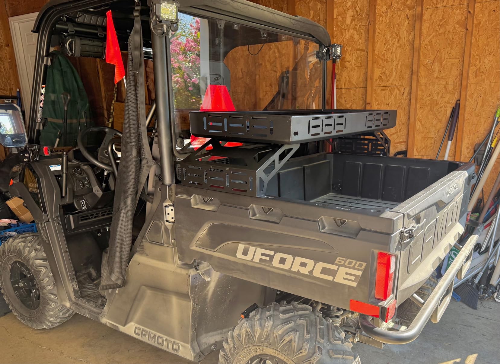 HECASA UTV Overbed Cargo Rack Adjustable Mounting Brackets Fits Bed Rail Widths 39.7