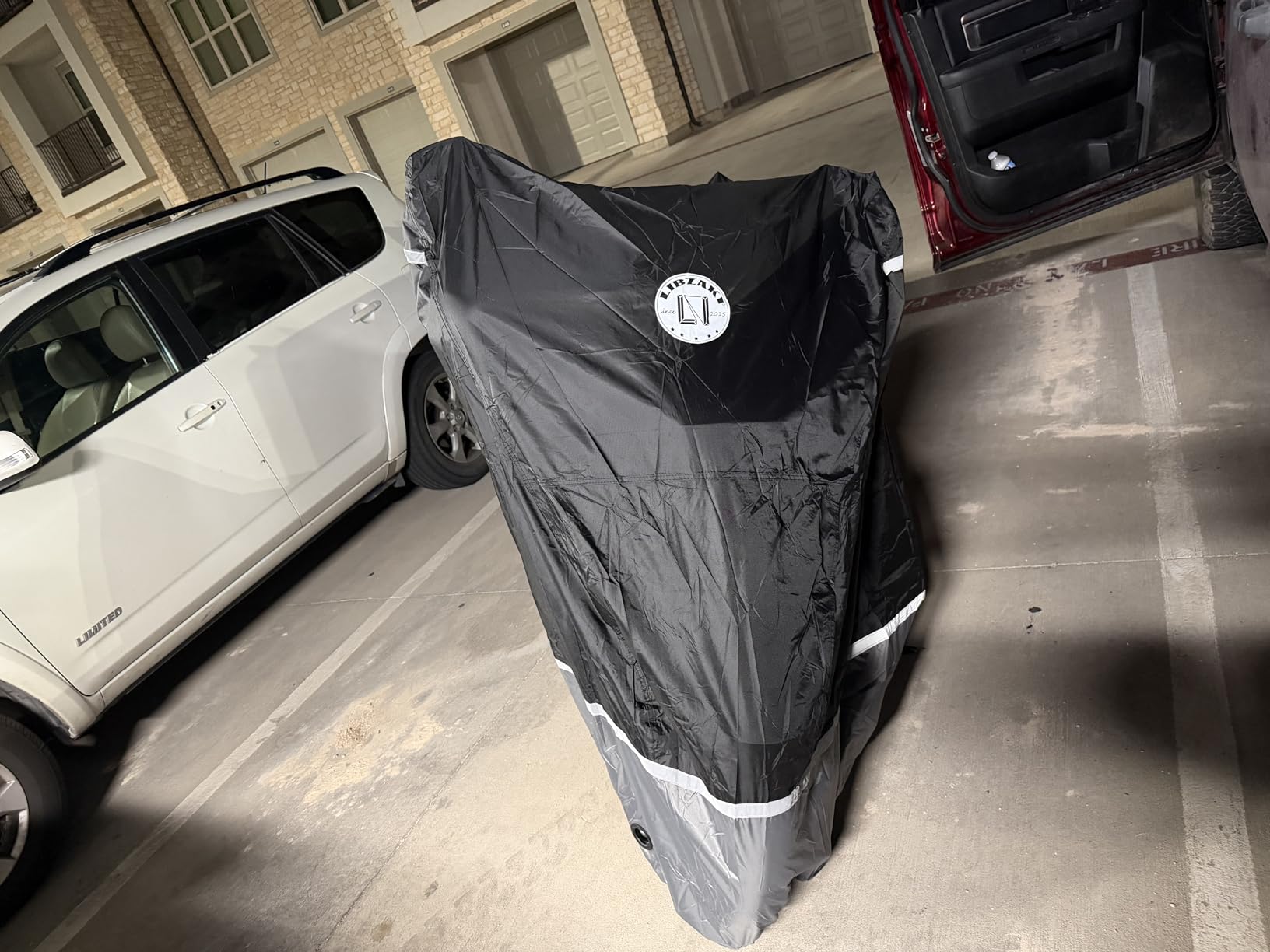 Motorcycle Cover Storage for Touring Models Harley Davidson Road King, Road Glide, Street Glide, Electra Glide, Heritage Classic, Low Rider - and Most Motorcycles, Orange customer photo 2