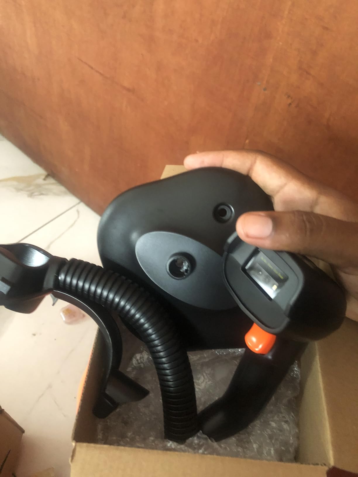 Symcode QR Industrial Bluetooth Barcode Scanner with Wireless Charging Stand, Wireless 2D 1D Bar Code Scanner Drop Protection Shock Dust Proof Hands Free Auto-Sensing Stand Barcode Scanner customer photo 1