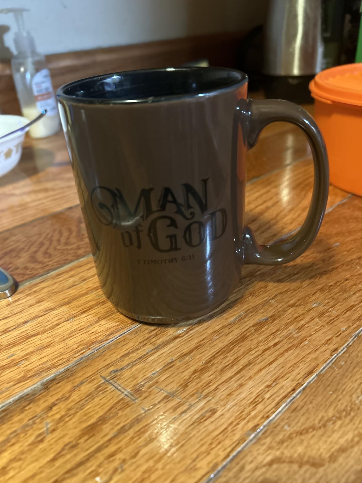 Christian Art Gifts Large Matted Ceramic Coffee and Tea Mug for Pastors Preach the Good News Golden Inspirational Scripture Sturdy Novelty Mens Drinkware Navy Blue and White 14 oz customer photo 1