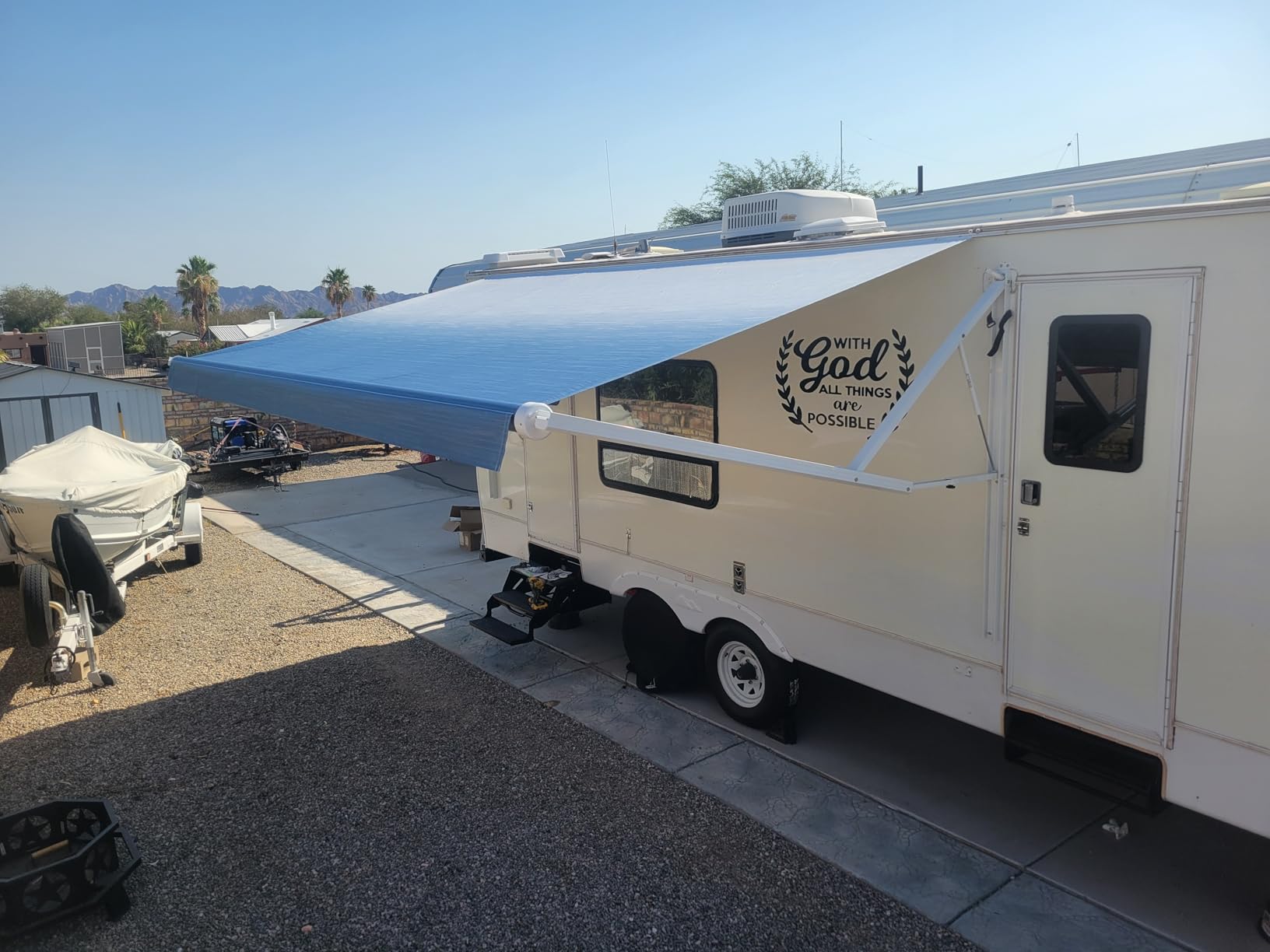 Suncode RV Awning for RV&Camper-Motorized RV Awning,Electric Camper Awning Complete Kit-10x8Ft-White Frame &Sliver Fade customer photo 2