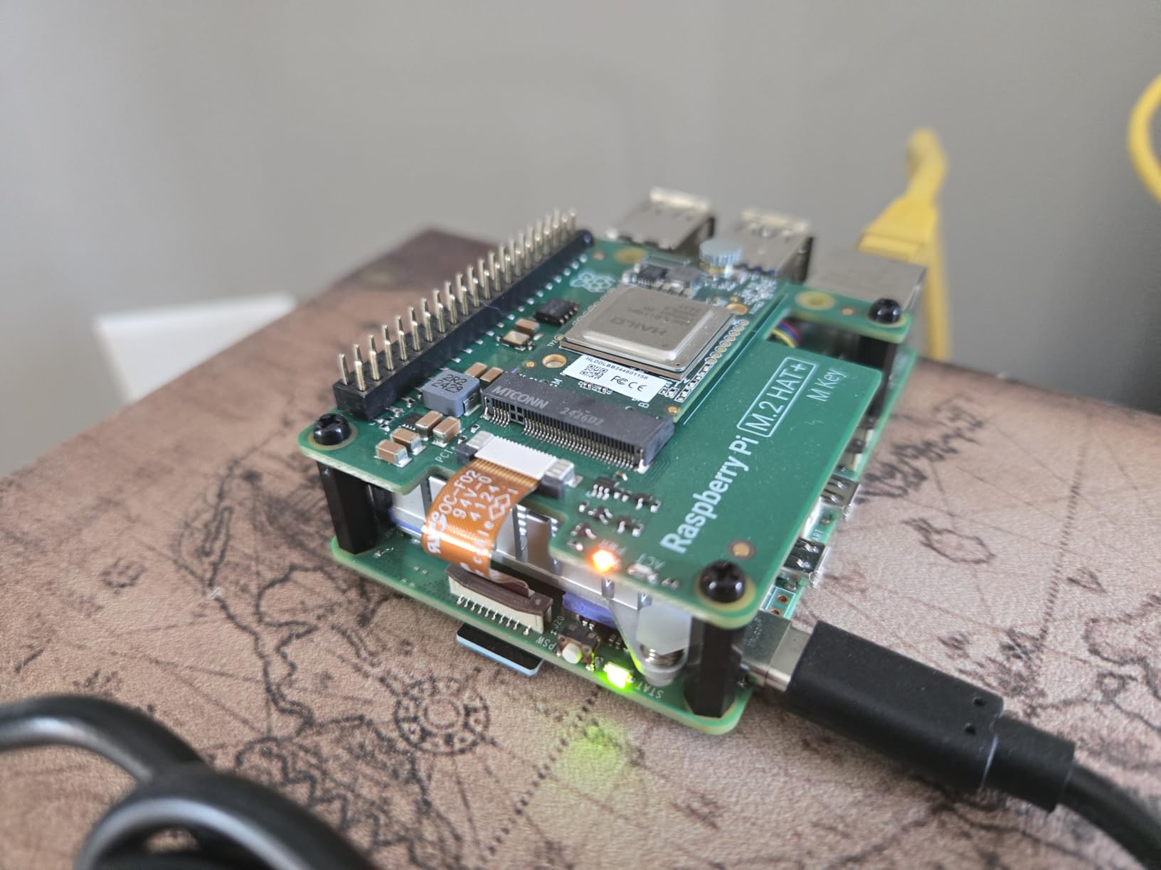 Raspberry Pi AI Kit: M.2 HAT+, Hailo AI Module, 16mm Header, Spacers, Screws - Bluetooth Connectivity - Single Board Computer customer photo 1