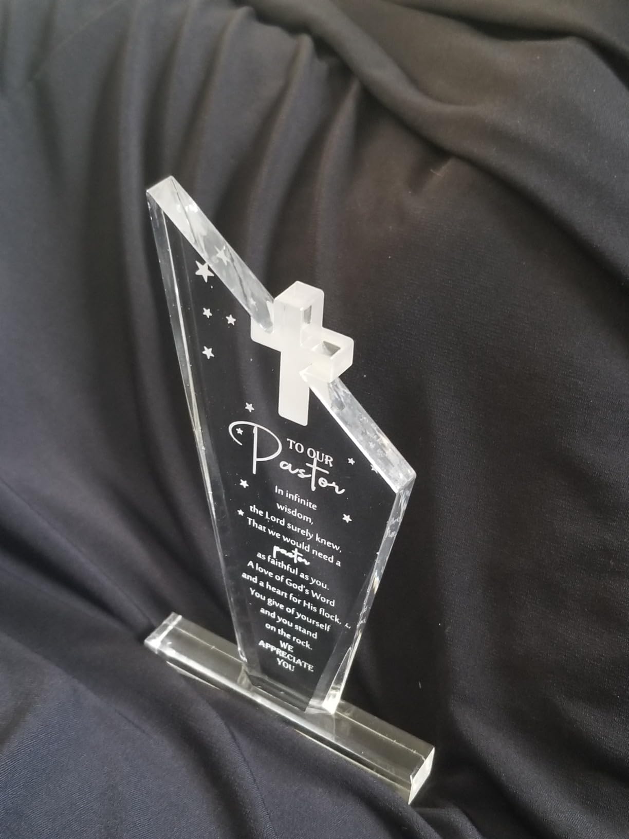 Kosiz Christian Gift Pastor Appreciation Decorations Acrylic Cross Plaques for Men Women Church Retirement Keepsake Religious Thank You Decor Gratitude Saying Sign(1,Classic Pastor) customer photo 1