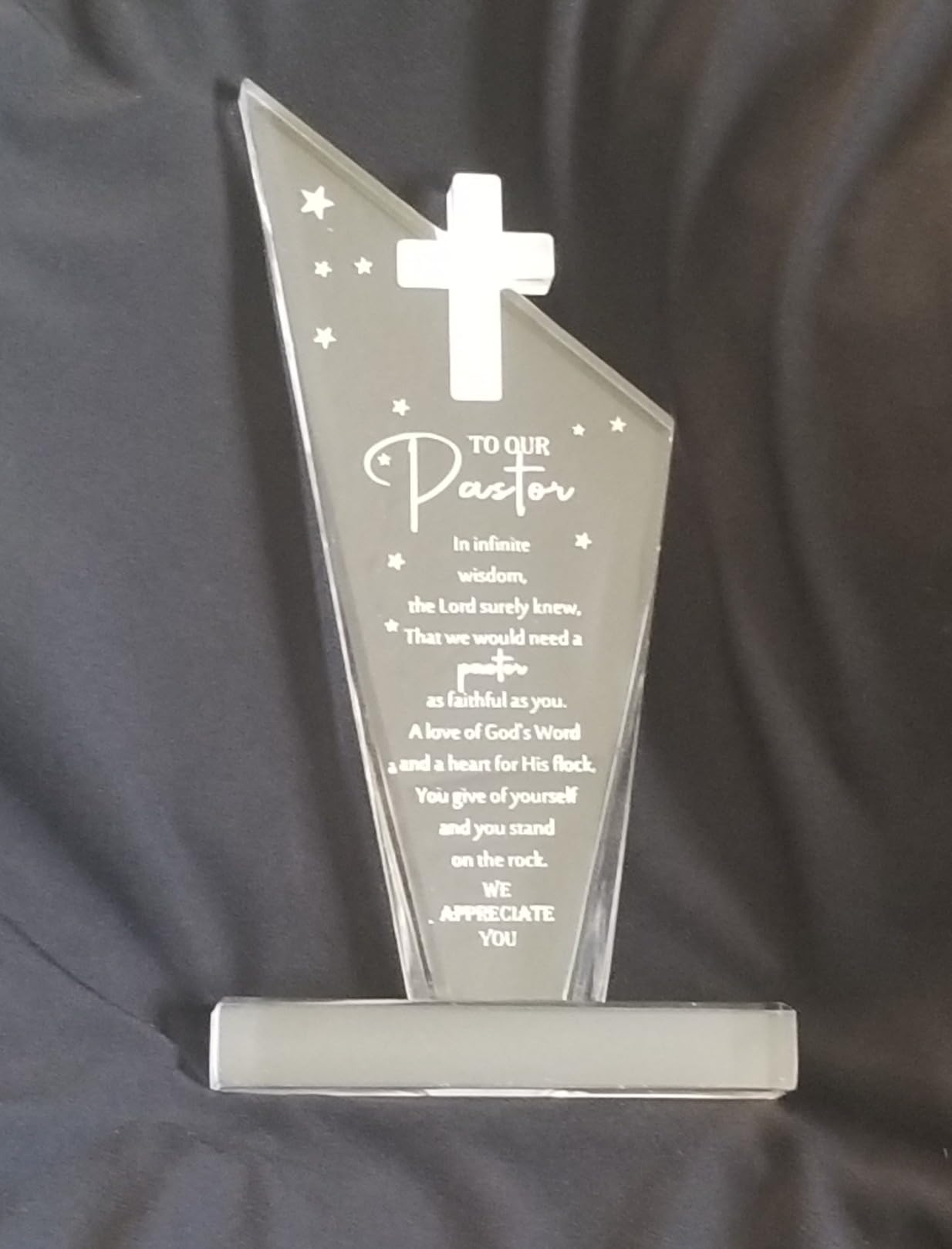 Kosiz Christian Gift Pastor Appreciation Decorations Acrylic Cross Plaques for Men Women Church Retirement Keepsake Religious Thank You Decor Gratitude Saying Sign(1,Classic Pastor) customer photo 2
