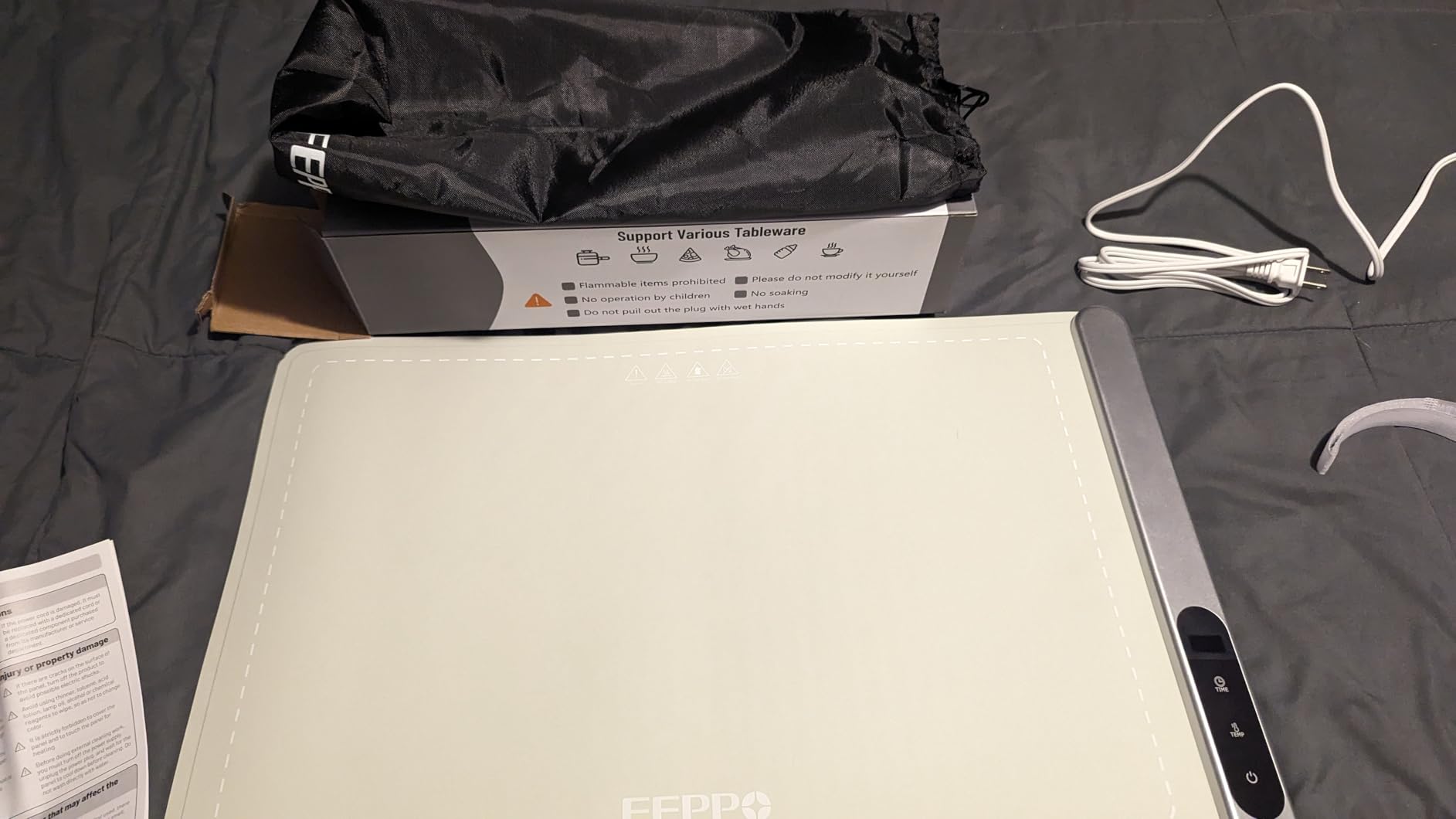 FEPPO Food Warming Mat, Upgrade High-tech Heating System, Fast Full Surface Electric Warming Tray with 6 Level Adjustable Temperature and 6 Hours Timer customer photo 1