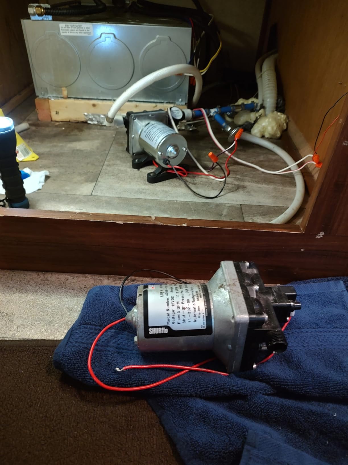 RV Water Pump 4008-101-A65/E65 | 3.0 GPM - 55 PSI | 12V Camper RV Water Pump | On Demand Diaphragm | Quiet & Smooth Operation | Self Priming | Quick Attach Fitting | 1 Pump + 1 Strainer customer photo 1