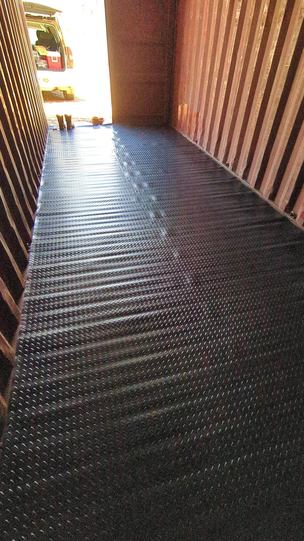 TUFFIOM 7.5x17 FT Garage Floor Mat, Coin Plate Sheet PVC Roll, Water/Stain Resistant Floor Runner for RV Trailer Flooring customer photo 2