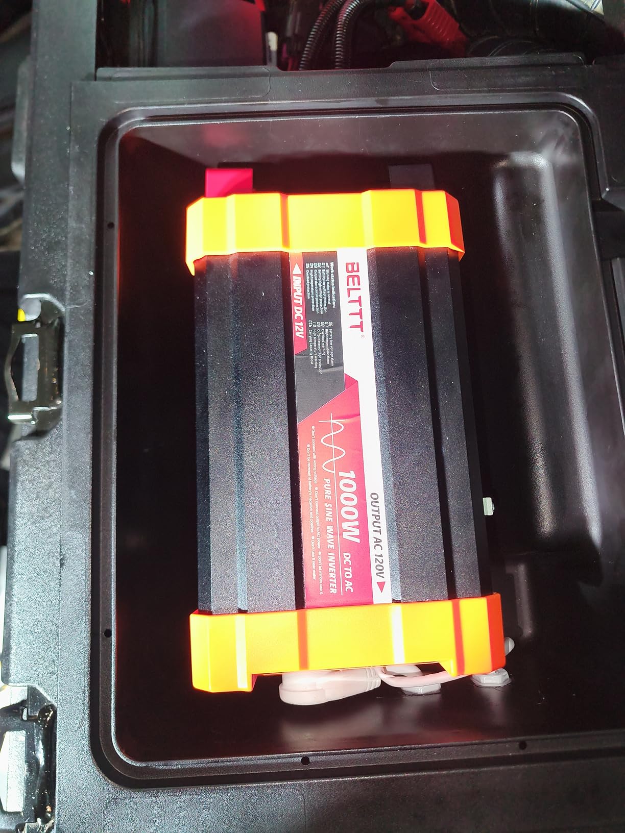 BELTTT 1000Watt Pure Sine Wave Inverter 12V DC to 120V AC for RV, Truck, Off-Grid, Solar Inverter 12V to 110V Converter with Dual AC Socket and 5V 2.1A USB, Power Inverter, Intelligent LCD, 2000W Peak customer photo 1