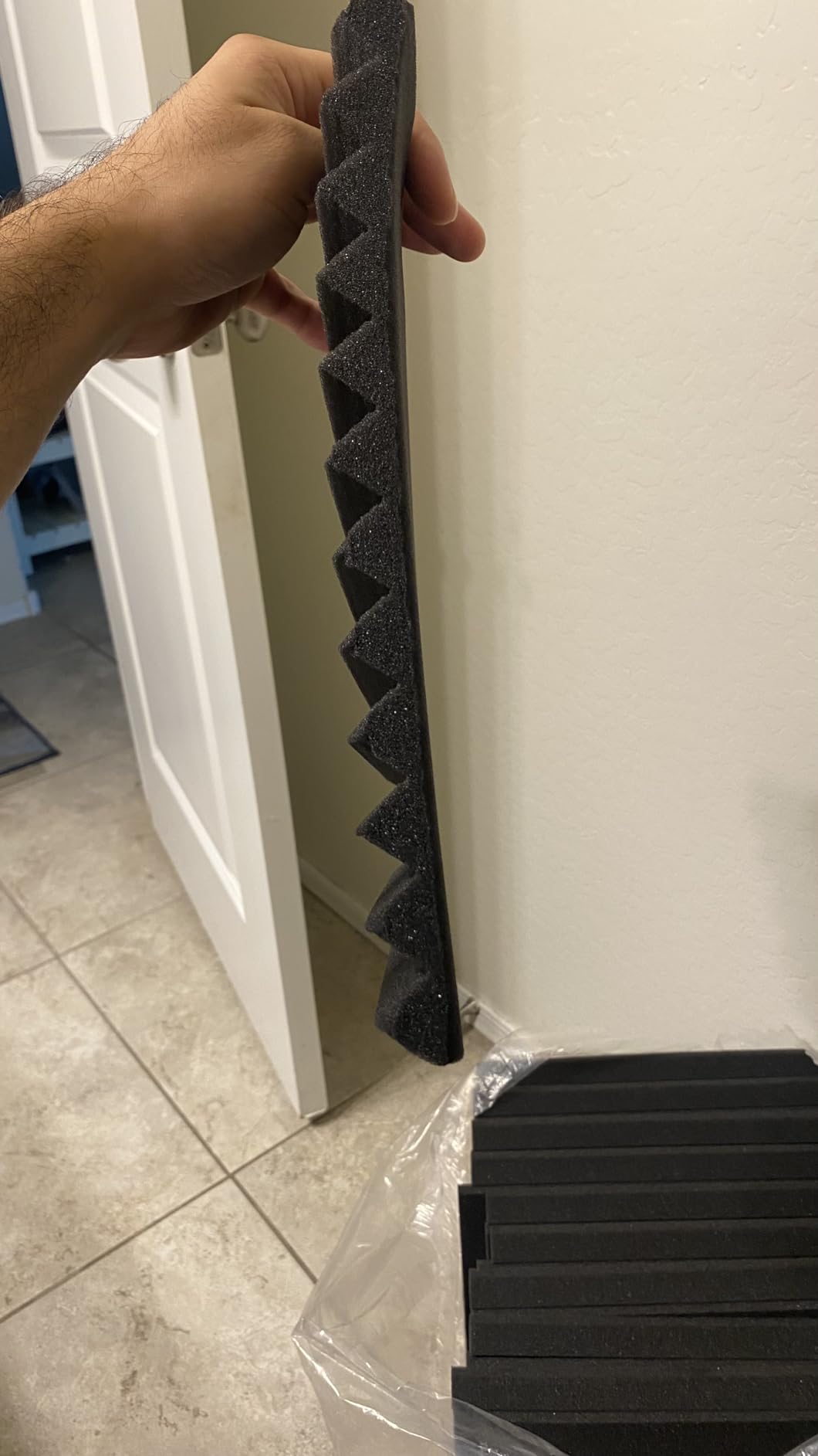 Knightsacoustic 96 Pack Sound Proof Foam Panels for Walls, 1 X 12 X 12 Inches Acoustic Foam Panels, High Density Acoustic Panels Sound Absorbing, Black Noise Cancelling Studio Wedges (NOT ADHESIVE) customer photo 2
