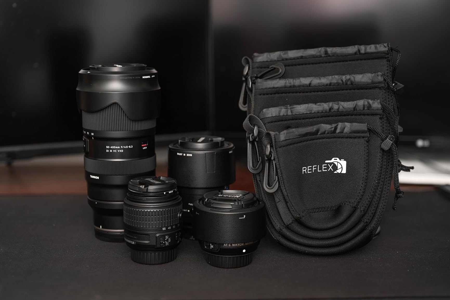 REFLEX CAMERA Drawstring Camera Lens Pouches 4 Pack (S/M/L/XL) Thick Padded Pouch Set customer photo 1