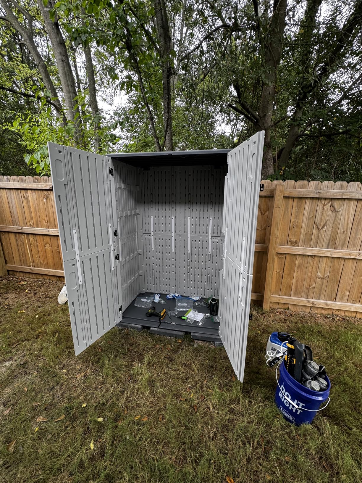 Aoxun Outdoor Storage Cabinet 35 Cu.Ft Resin Waterproof Horizontal Storage Shed for Garbage Bin, Generator, and Lawn Mower (White) customer photo 1