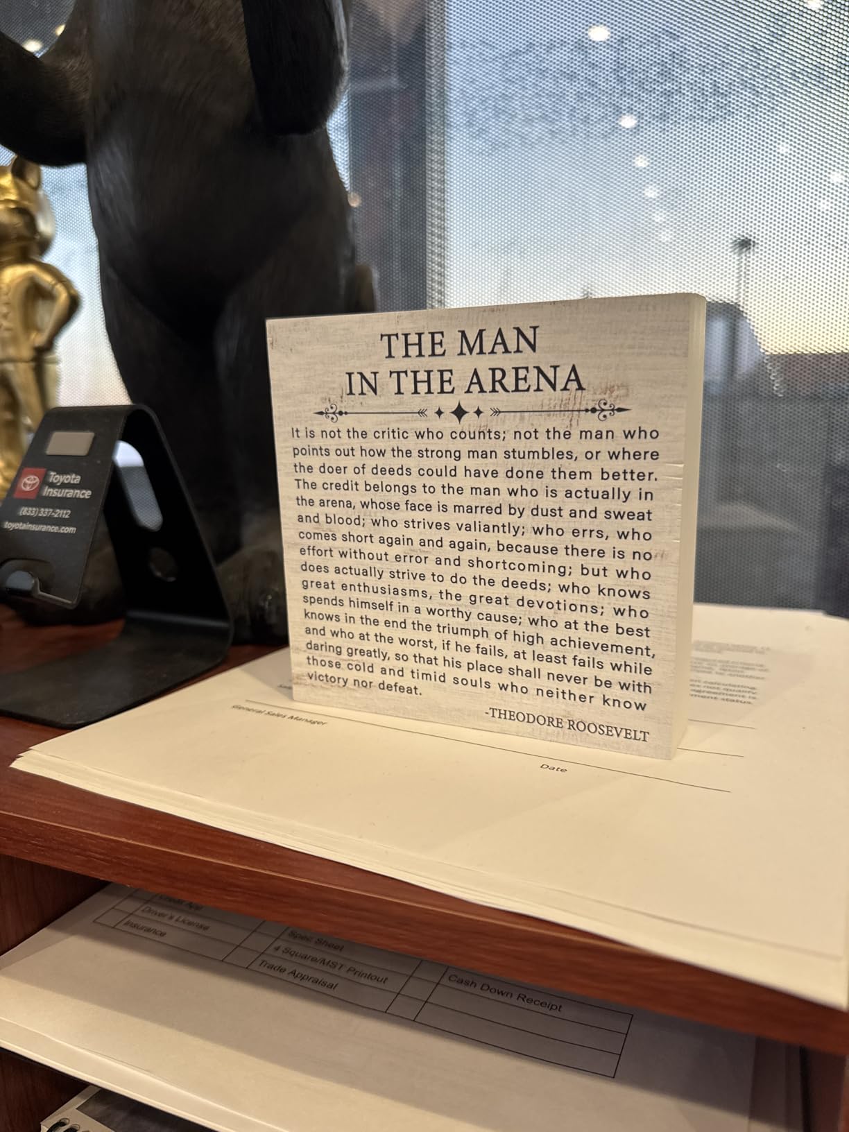 Inspirational Quote the Man in the Arena Wood Box Sign, Motivational Office Gifts for Men Coworker Employee Friend, Motivational Office Wall Art Rustic Wooden Sign for Desk Shelf Table Decor customer photo 1