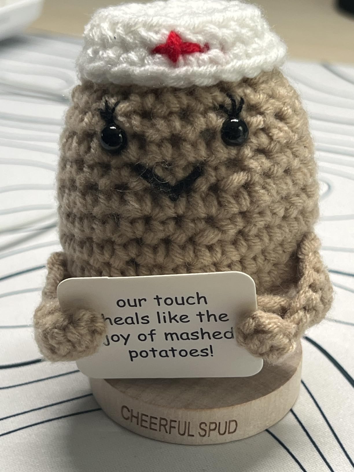 Doctor Gifts - Handmade Crochet Potato Doll with 30 Cute Appreciation Signs for Doctors - Funny Gift Idea for Women DR for Birthday, Mothers Day, Retirement - Bulk Staff Appreciation Thank You Present customer photo 2