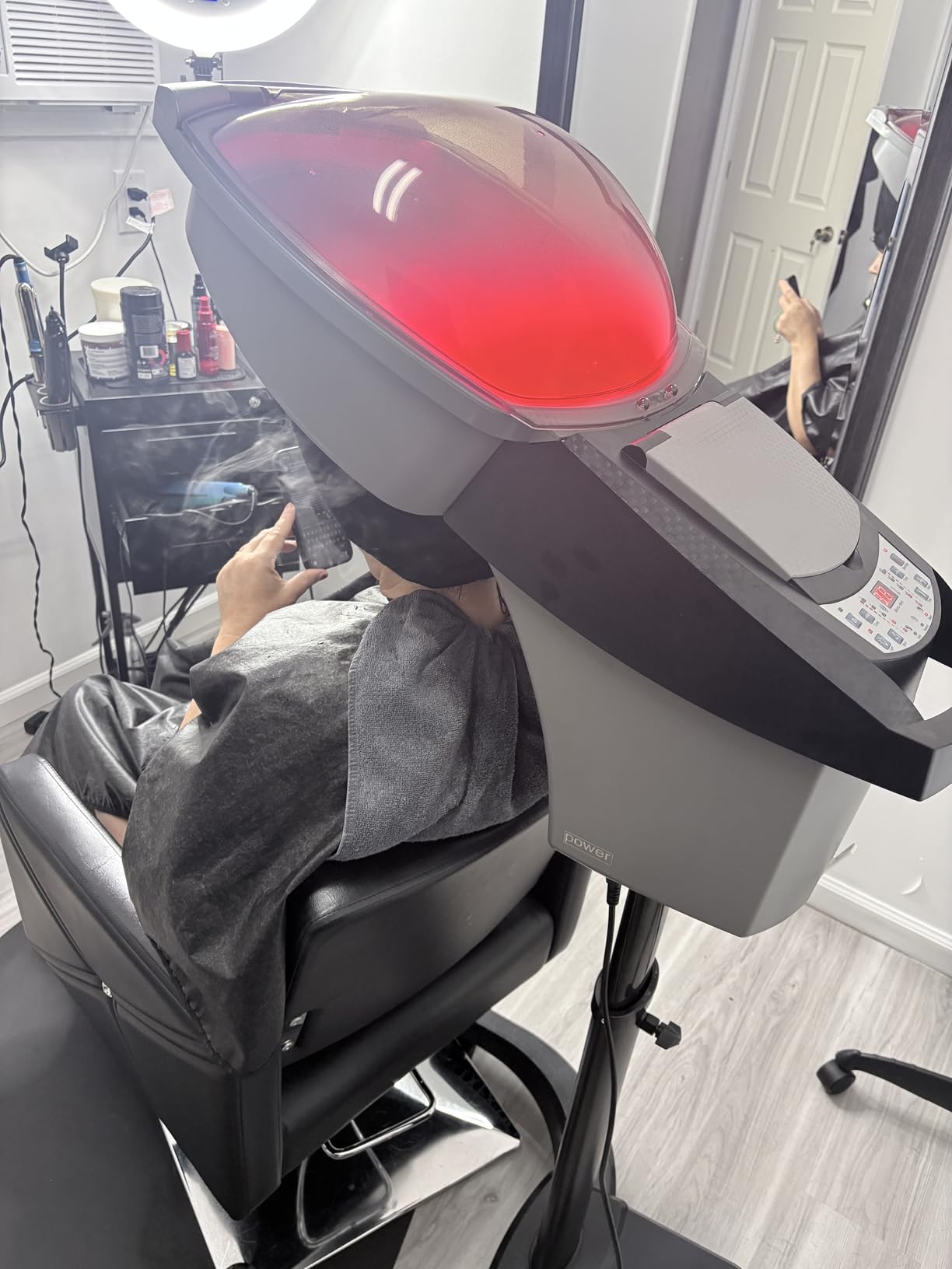 Hair Steamer, 700W Professional Hair Salon Steamer for Deep Conditioning Hooded Dryer Accelerator Color Processor, Height-Adjustable Standing Hair Steamer Hair Treatment Machine, 110V, 50/60Hz customer photo 2