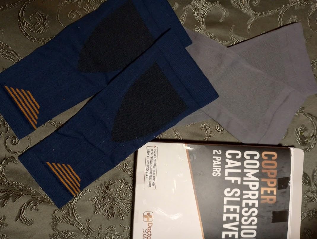 Doctor's Select 2 Pairs Copper Calf Compression Sleeve - Leg Compression Sleeves for Women & Men, Shin Splint Relief customer photo 2