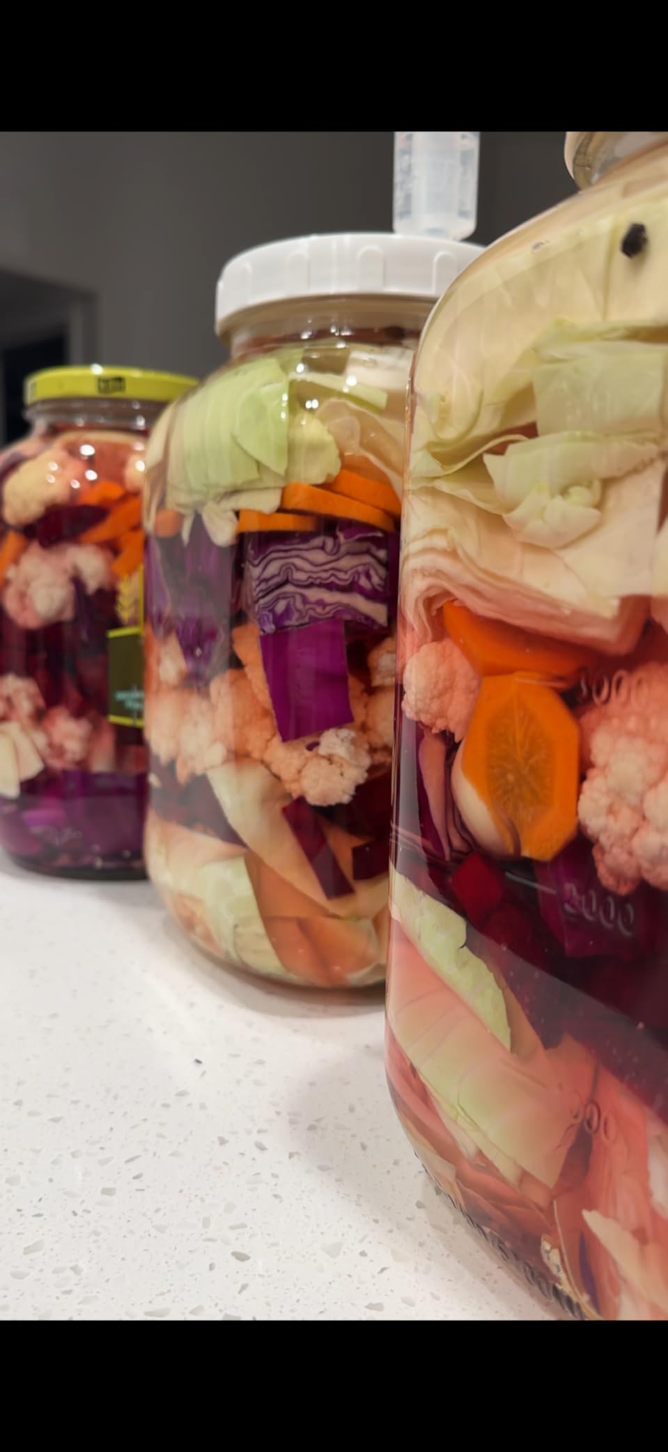 2 Pack Large Fermentation Jars, 1.5 Gallon Glass Jars with 100% Airtight Lid & 3 Airlocks, Large Mason Jars with Scale Line, Pickle Jar, Sourdough Starter Jar for Veggies, Sauerkraut, Kombucha customer photo 1