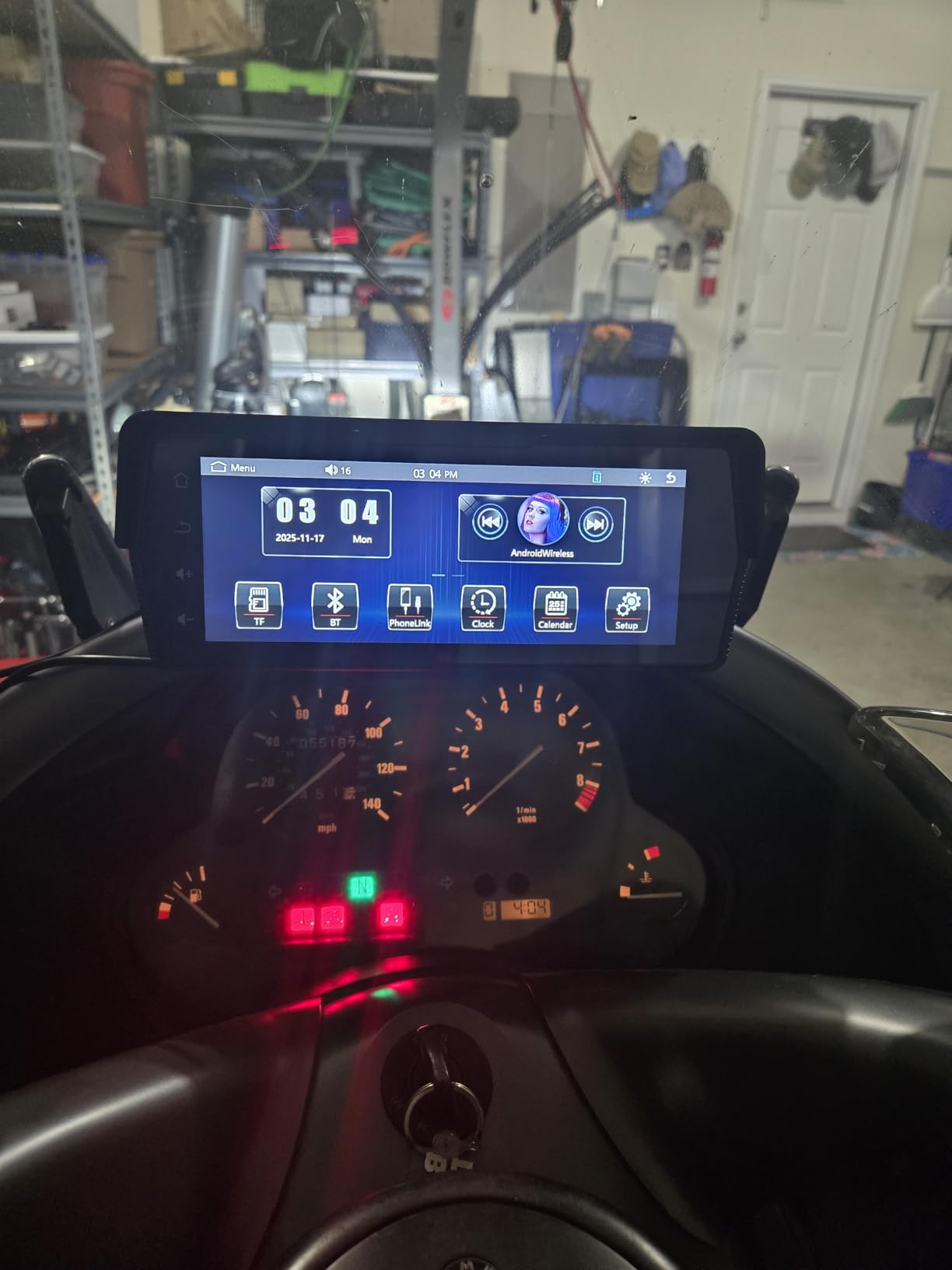 Motorcycle Front+Rear Dash Cam, 6.86 inch IPS 1280x480P Touch Screen, 1080P Motorcycle Camera DVR, Wireless Carplay & Android Auto, GPS, IP67 Waterproof, 120° Wide, Bluetooth5.0, TF, PhoneLink for Motorbike customer photo 2