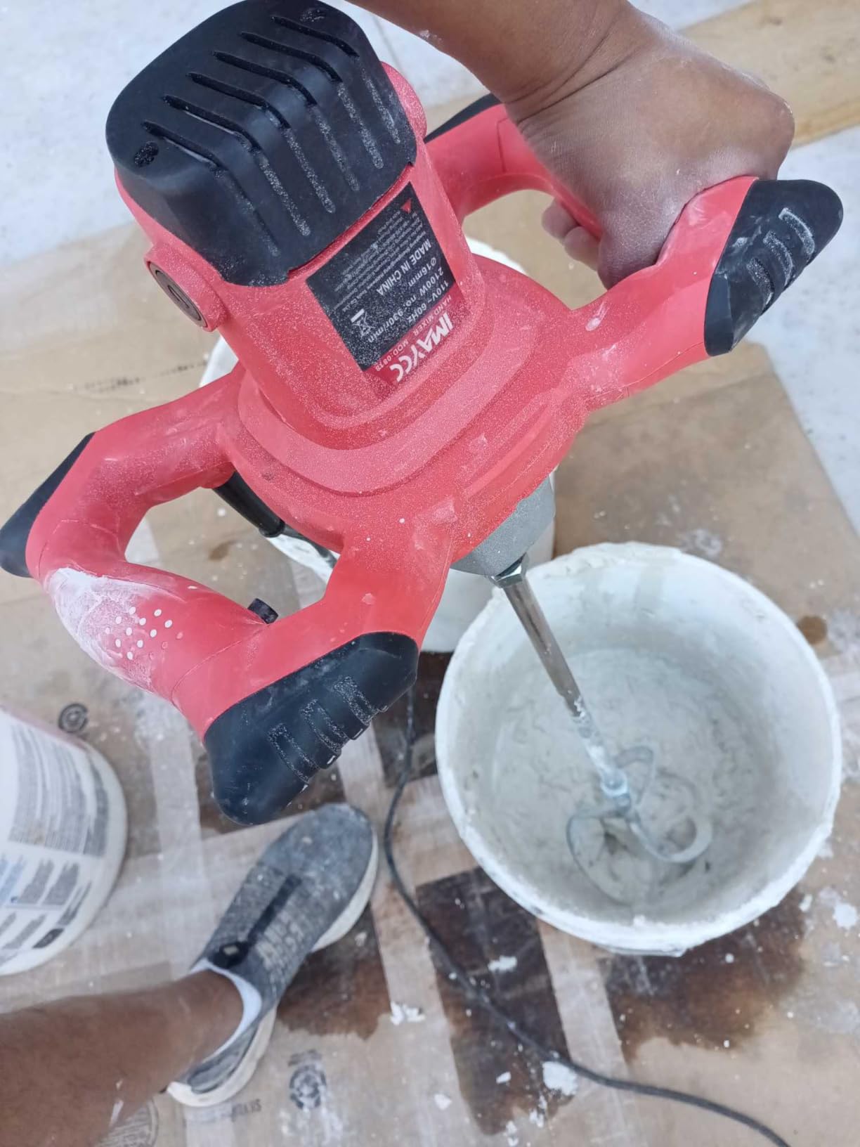 IMAYCC Cement Mixer 2100W, Portable Concrete Mixer, 110V Handheld Mud Mixer for Motar,Paint, Grout, Plaster, Thinset,Fodder Stirring Tool customer photo 2