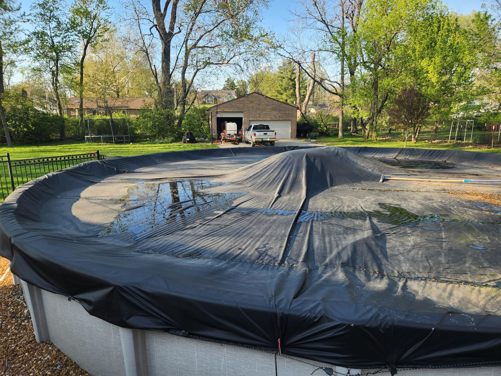 QH.HOME 10x16ft Oval Pool Cover,[Ultimate Windproof & Tear-Resistant Fabric],Snug Fit with Patented Ratchet & Weight Rings,Solar Pool Cover for Above Ground Pools, Blocks Leaves &Waterproof customer photo 1