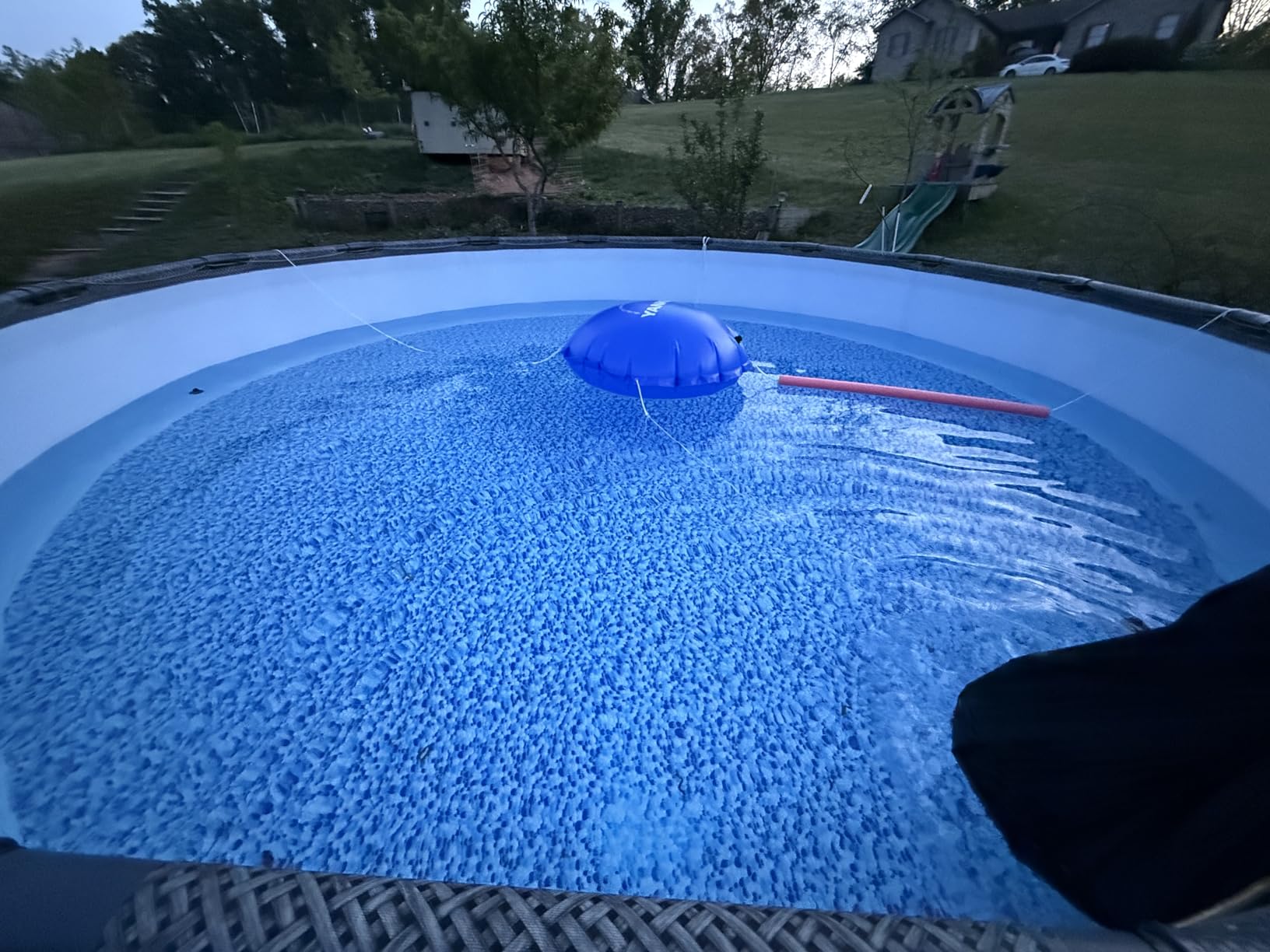 QH.HOME 10x16ft Oval Pool Cover,[Ultimate Windproof & Tear-Resistant Fabric],Snug Fit with Patented Ratchet & Weight Rings,Solar Pool Cover for Above Ground Pools, Blocks Leaves &Waterproof customer photo 2
