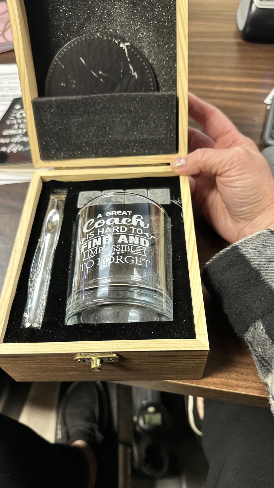 Whiskey Glass Gifts for Coaches, Best Coach Gift for Men, Thank You Gifts for Coaches with 12oz Whiskey Glasses, Stones, Coaster, Wooden Box customer photo 1