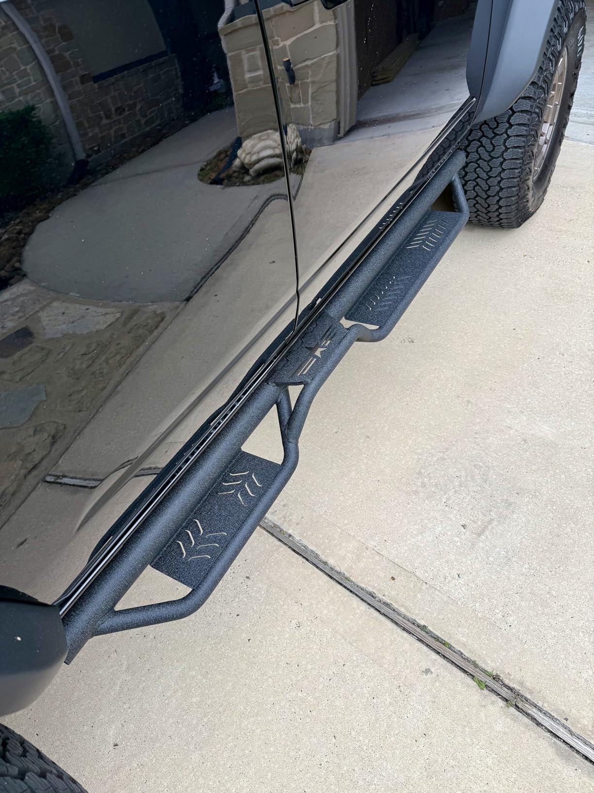 Running Boards Compatible with 2007-2018 Jeep Wrangler JK JKU Unlimited 4 Doors, Two Stairs Design Side Steps Heavy-Duty Steel Nerf Bars Bolt-on Step Plates Rock Sliders Rail, Black customer photo 1