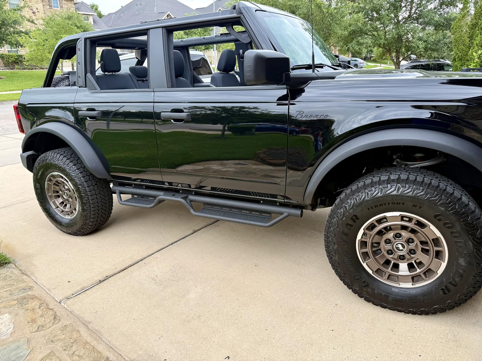 Running Boards Compatible with 2007-2018 Jeep Wrangler JK JKU Unlimited 4 Doors, Two Stairs Design Side Steps Heavy-Duty Steel Nerf Bars Bolt-on Step Plates Rock Sliders Rail, Black customer photo 2